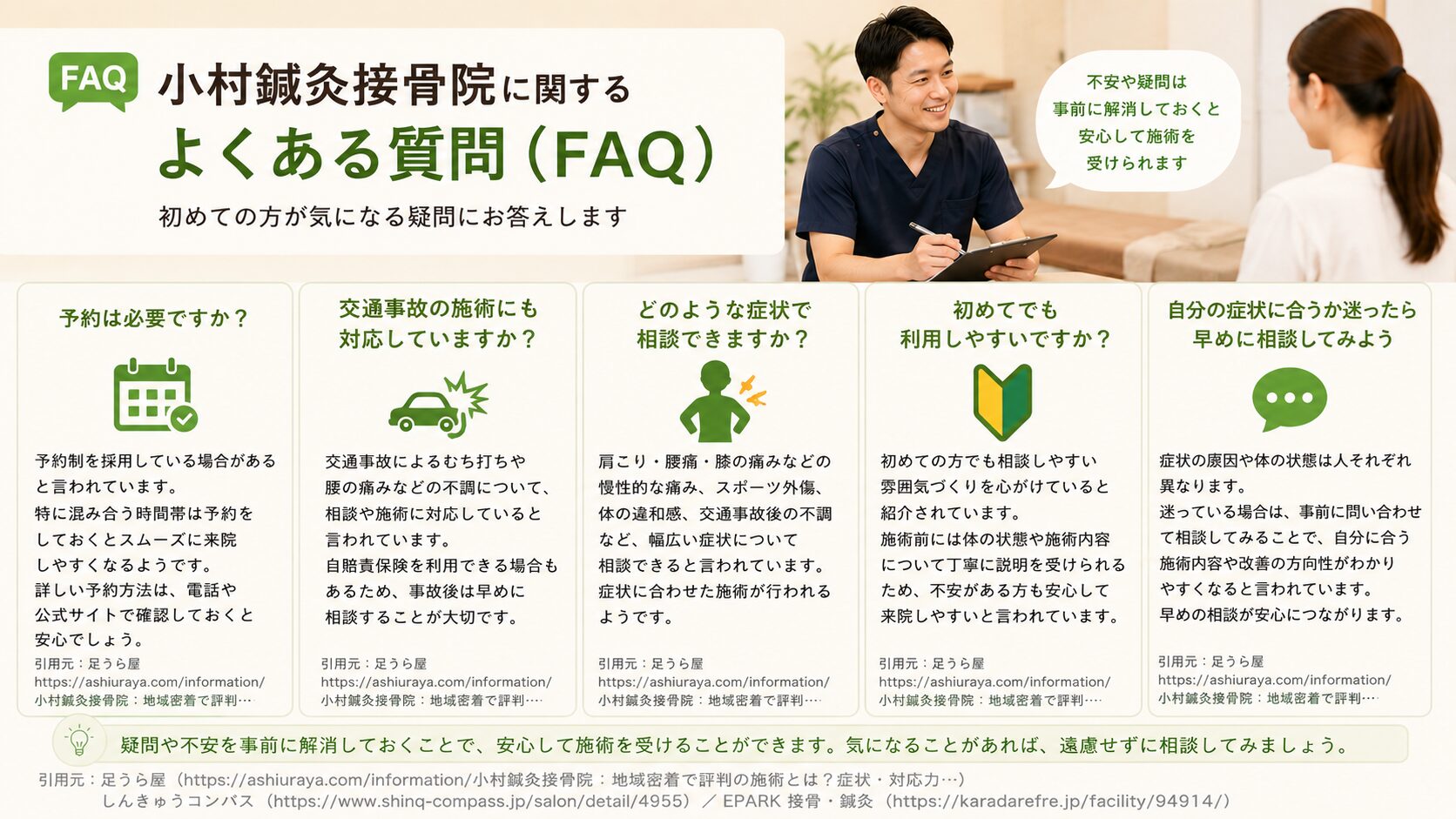 小村鍼灸接骨院に関するよくある質問(FAQ)