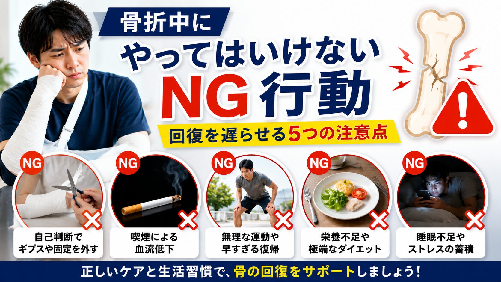骨折の改善を遅らせるNG行動