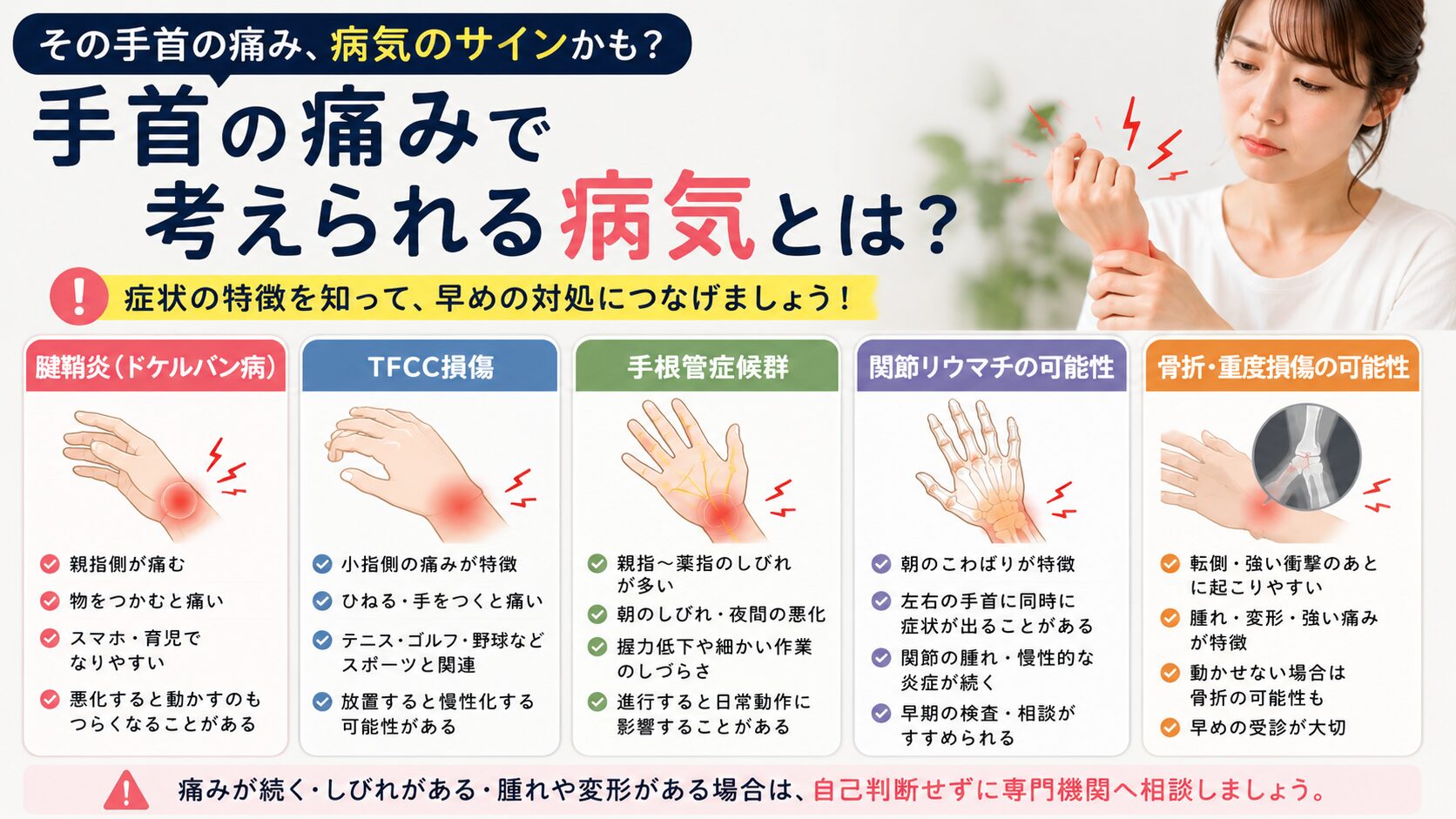 手首の痛みで考えられる病気とは?