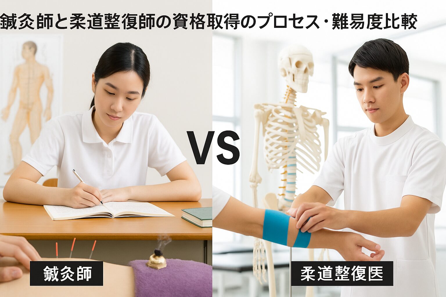 鍼灸師と柔道整復師の資格取得のプロセスと難易度の違い