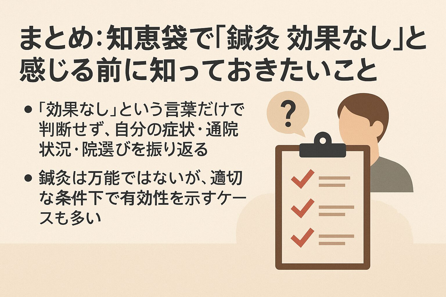 まとめ：知恵袋で「鍼灸 効果なし」と感じる前に知っておきたいこと