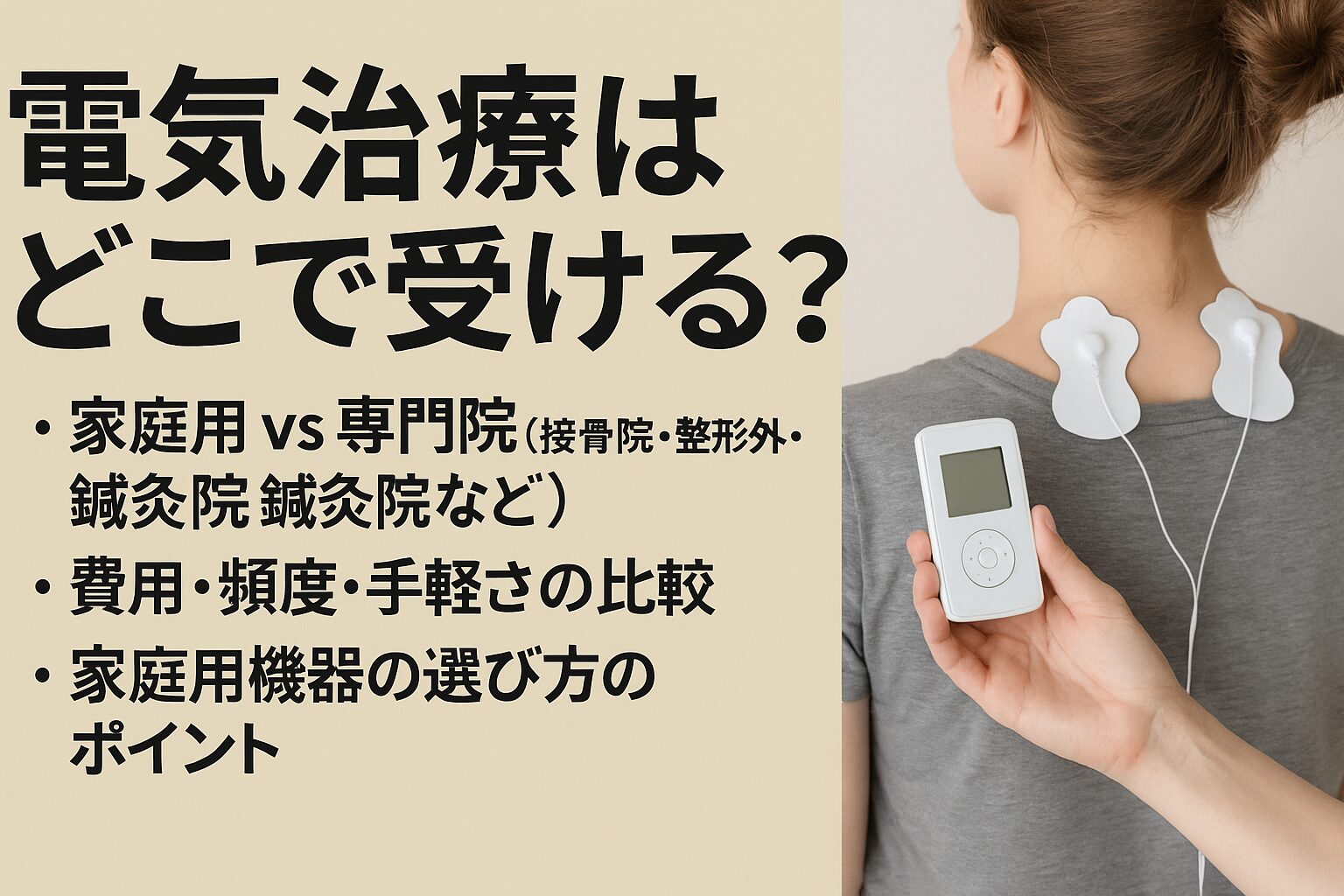 どこで受けるか・家庭用 vs 専門院（接骨院・整形外科・鍼灸院など）