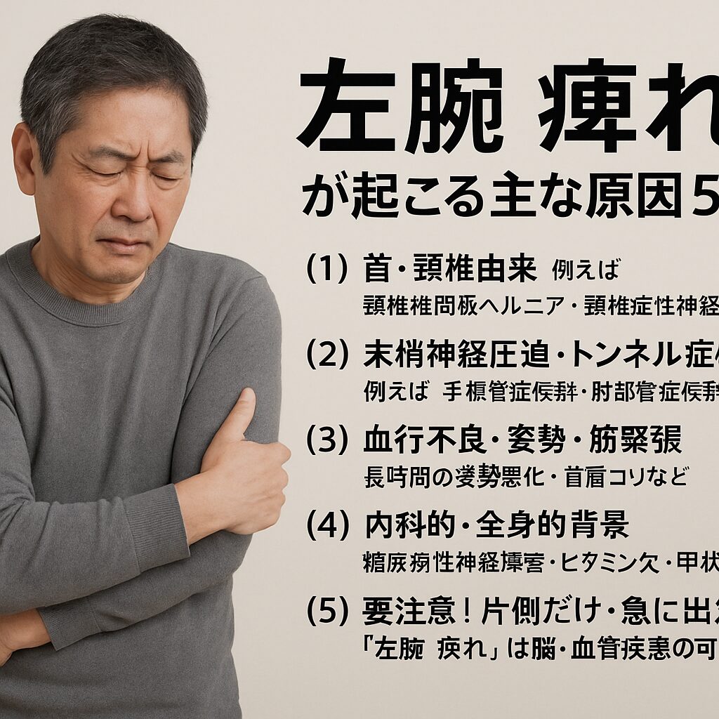 「左腕 痺れ」が起こる主な原因5つ】