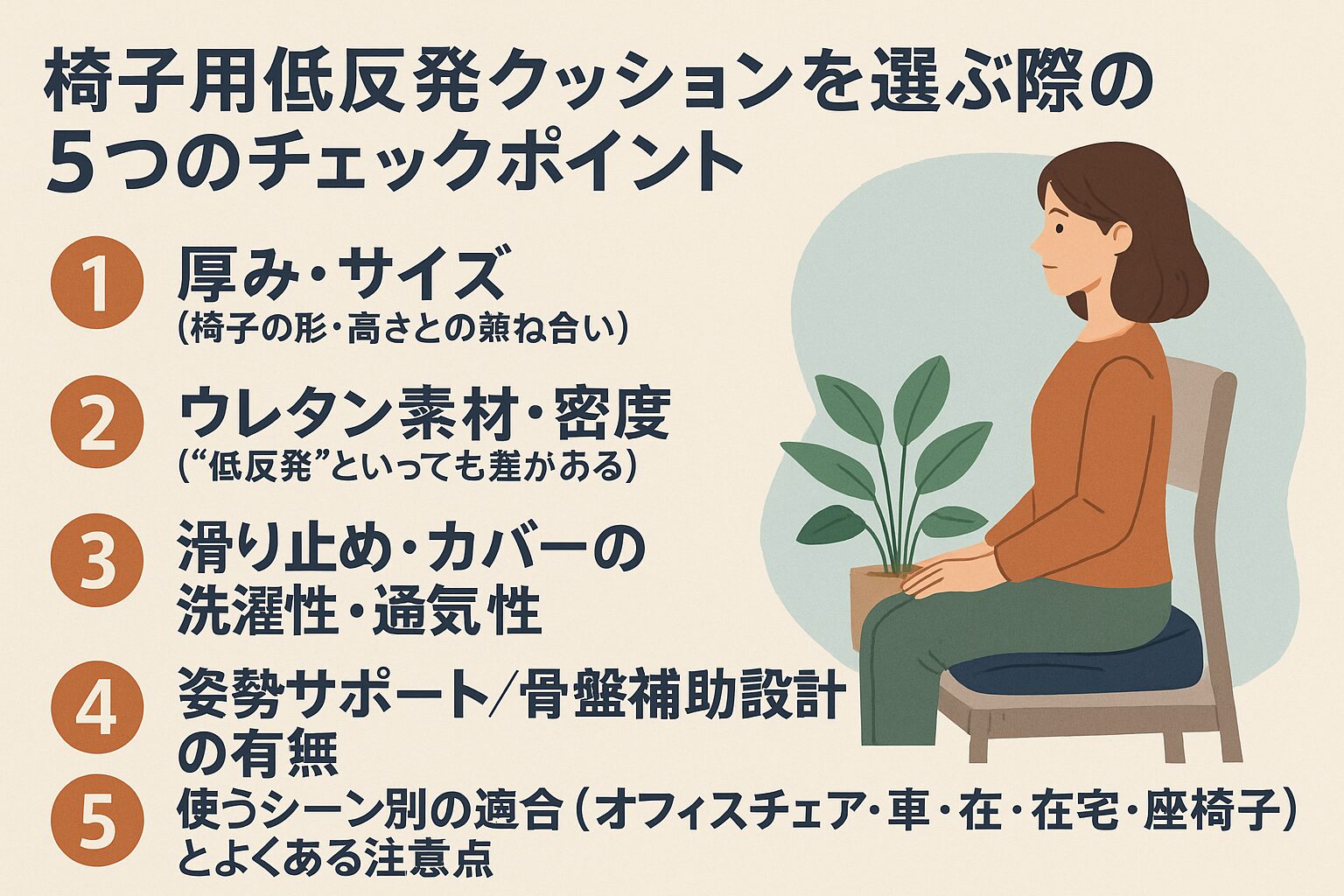 椅子用低反発クッションを選ぶ際の5つのチェックポイント