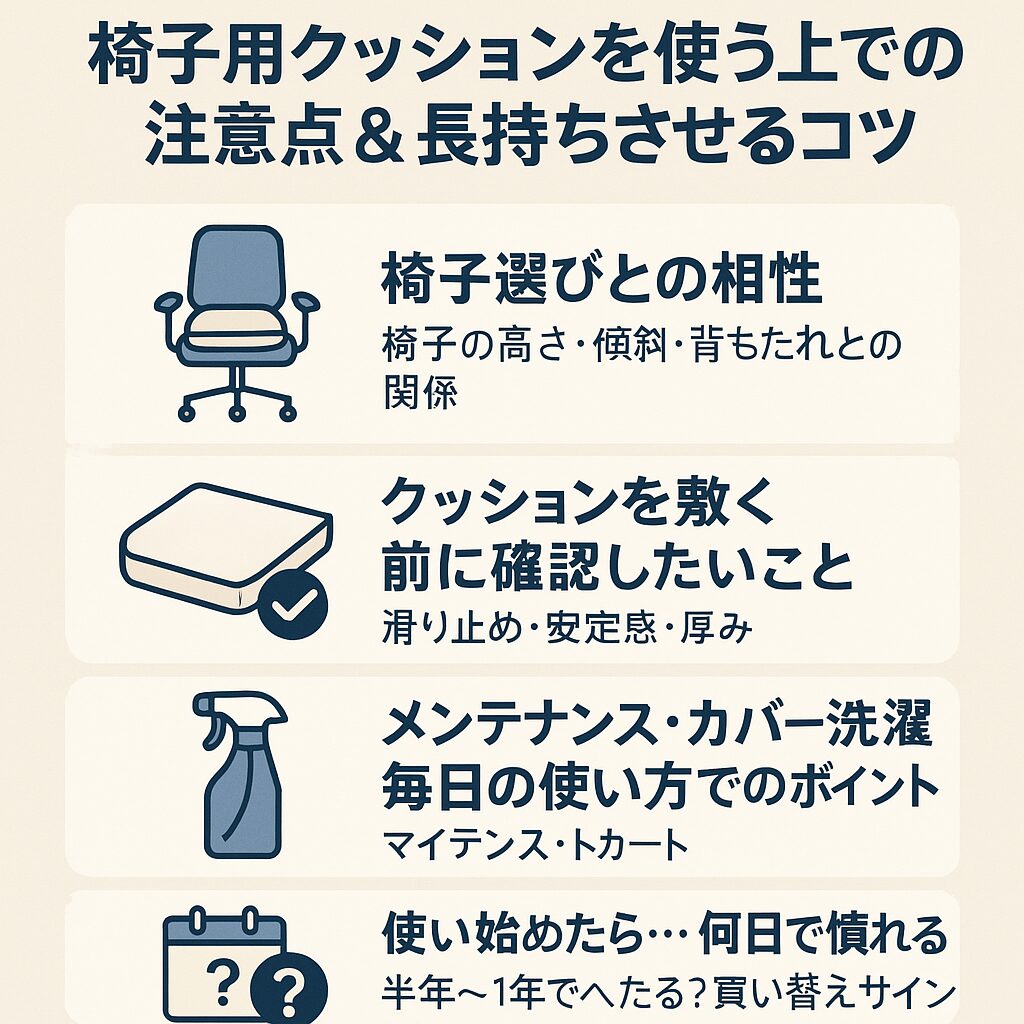 椅子用クッションを使う上での注意点&長持ちさせるコツ
