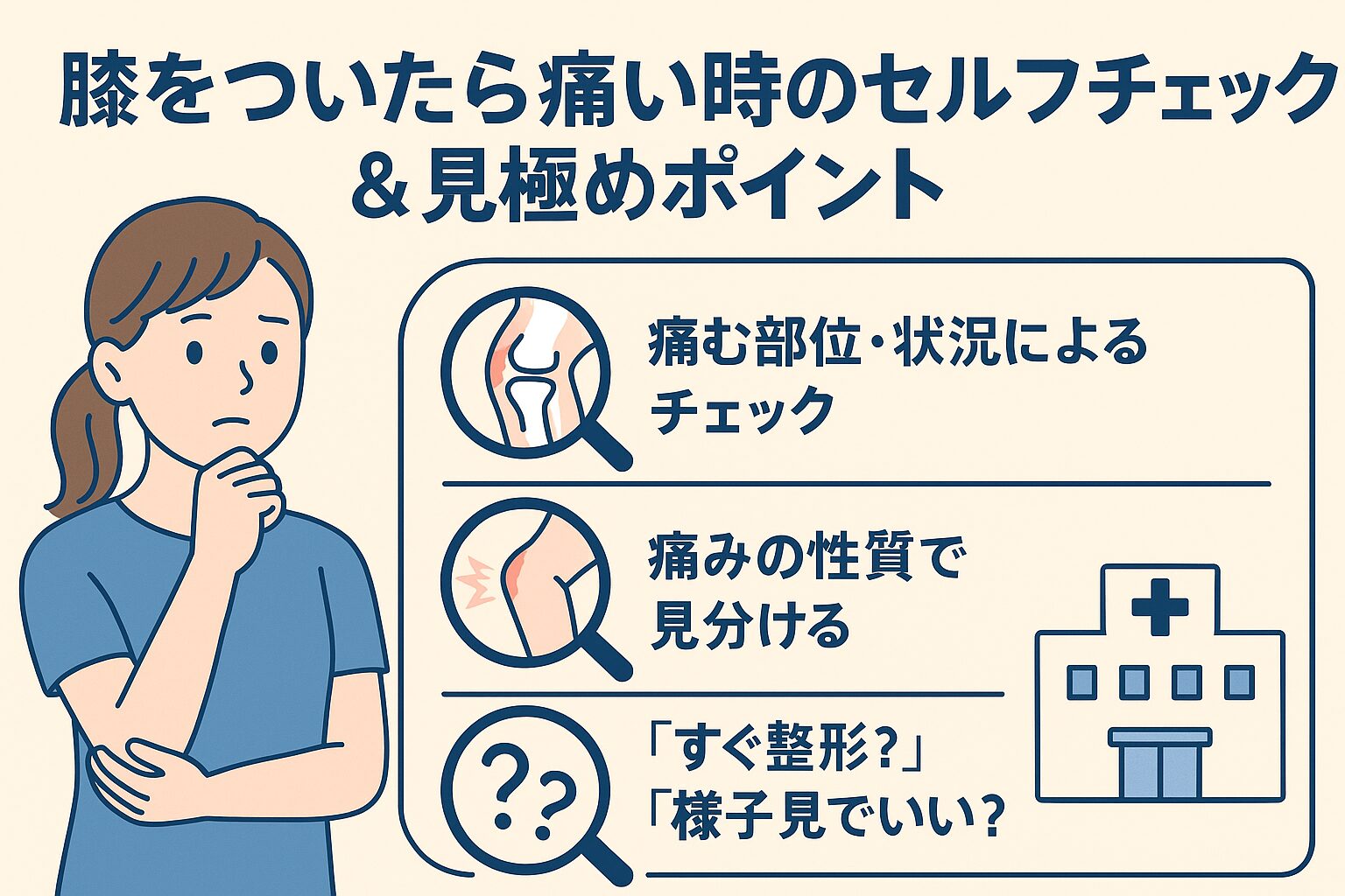 膝をついたら痛い時のセルフチェック＆見極めポイント