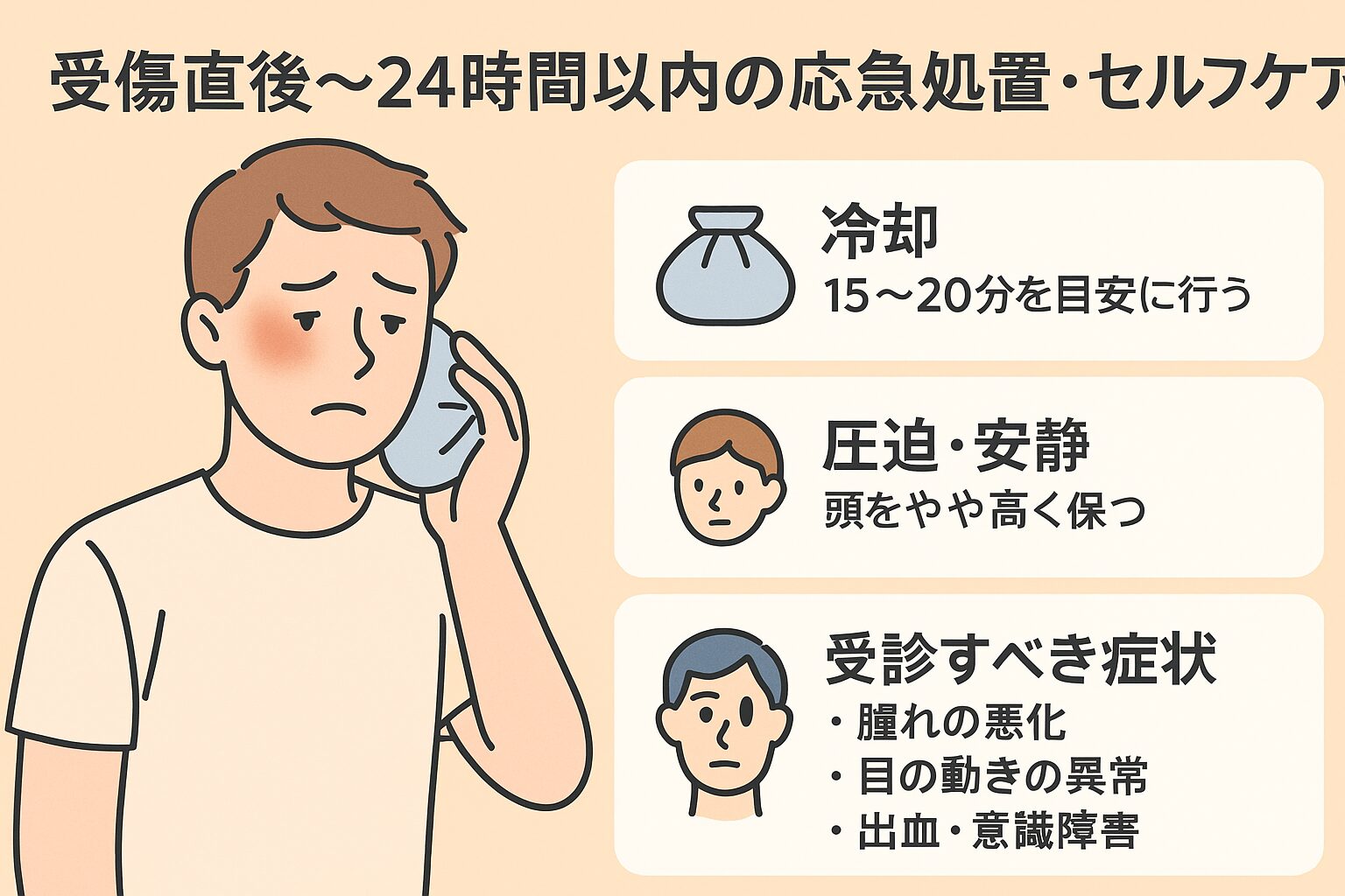 受傷直後〜24時間以内の応急処置・セルフケア