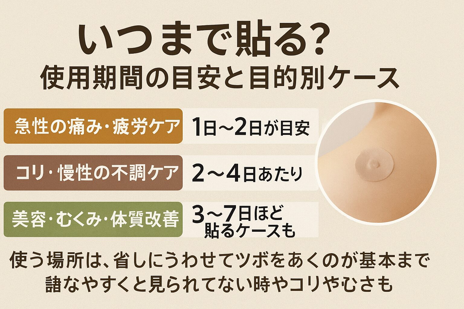 「いつまで貼る？」使用期間の目安と目的別ケース