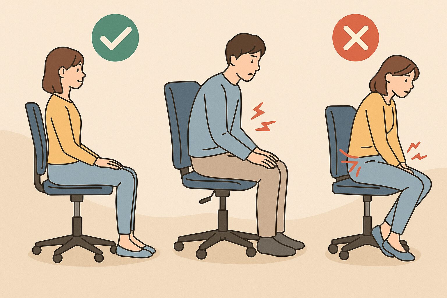 悪化させやすい NG 行動と、今日からできる正しい座り方