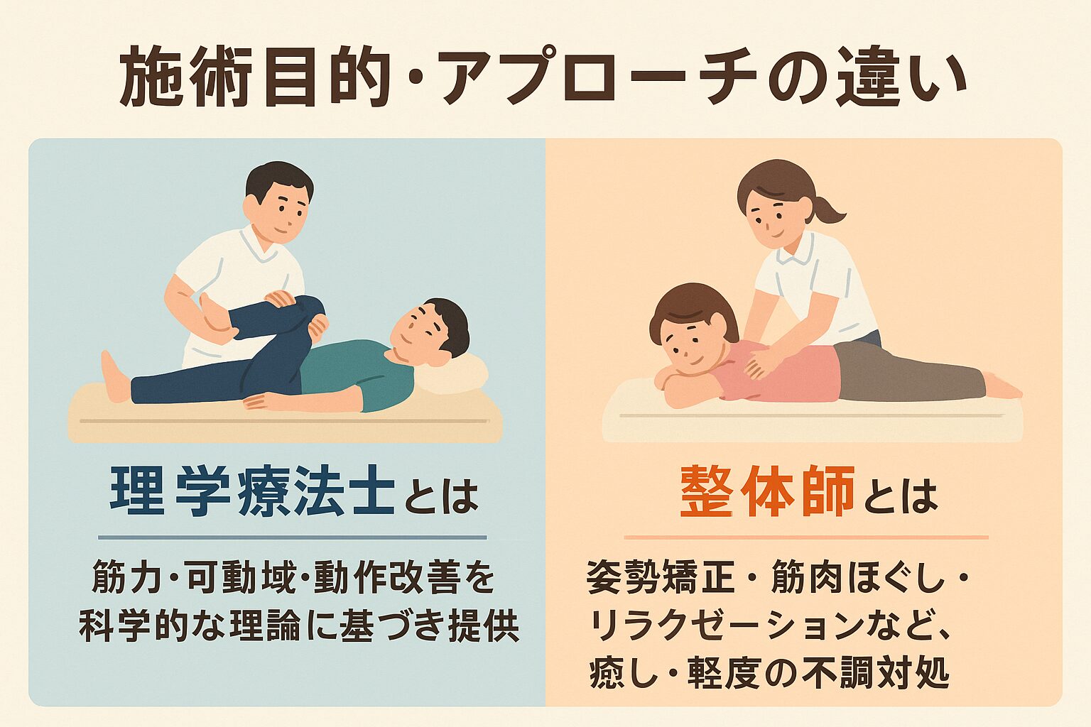 施術目的・アプローチの違い