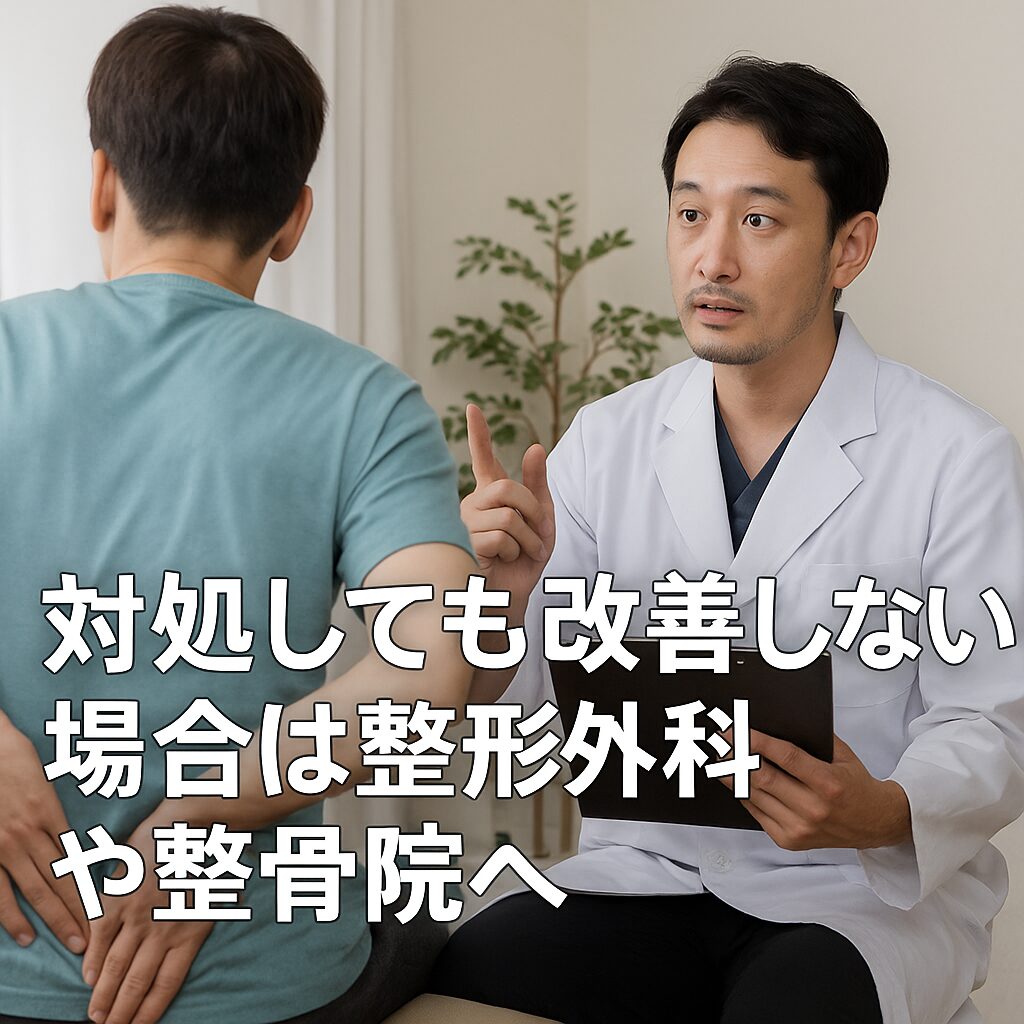 対処しても改善しない場合は整形外科や整骨院へ