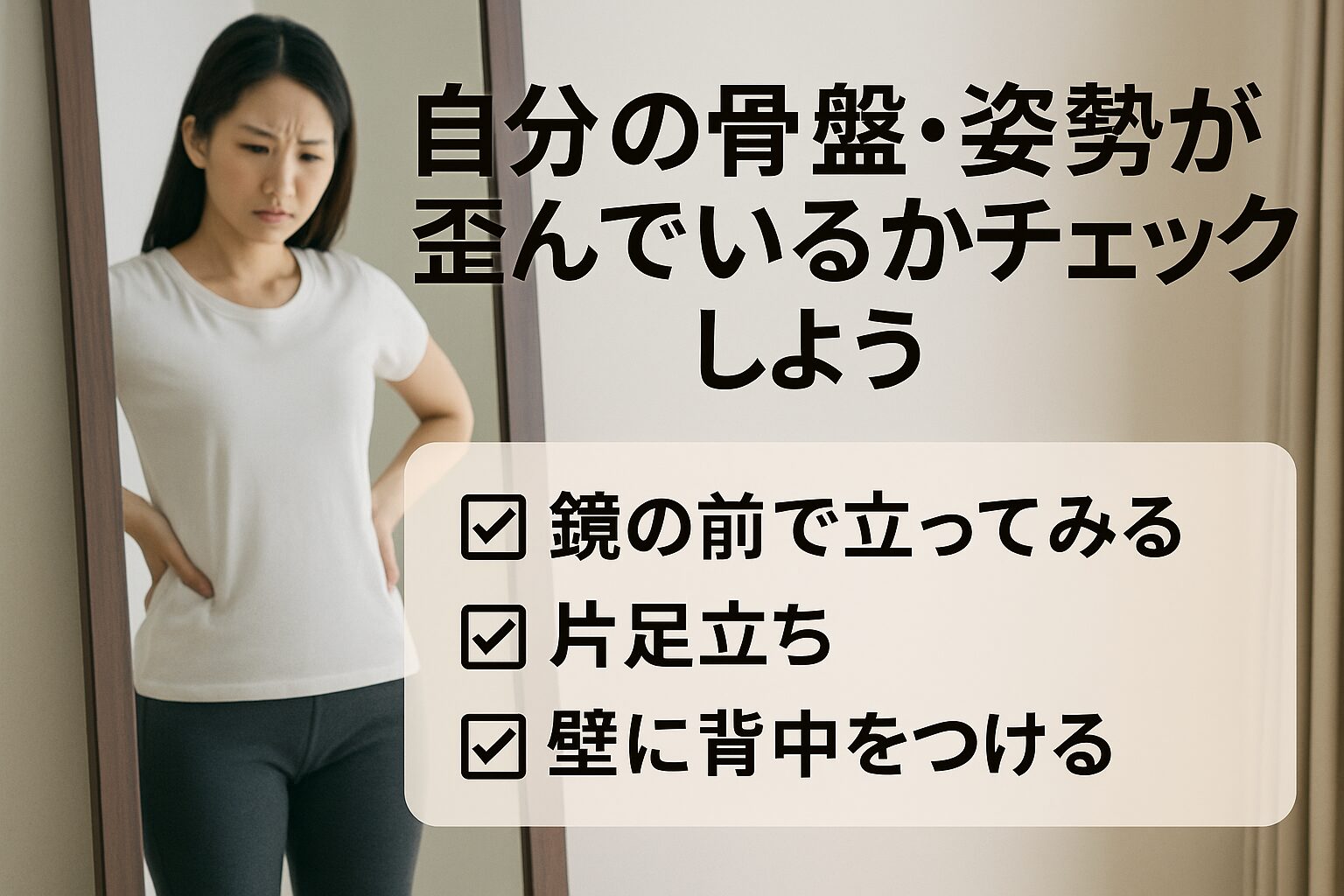 自分の骨盤・姿勢が歪んでいるかチェックしよう