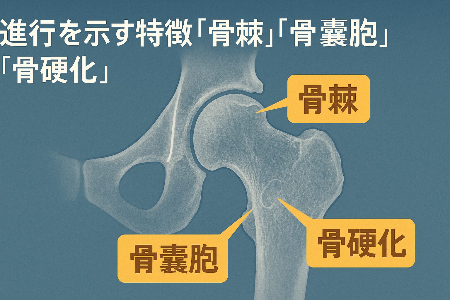 進行を示す特徴「骨棘」「骨嚢胞」「骨硬化」