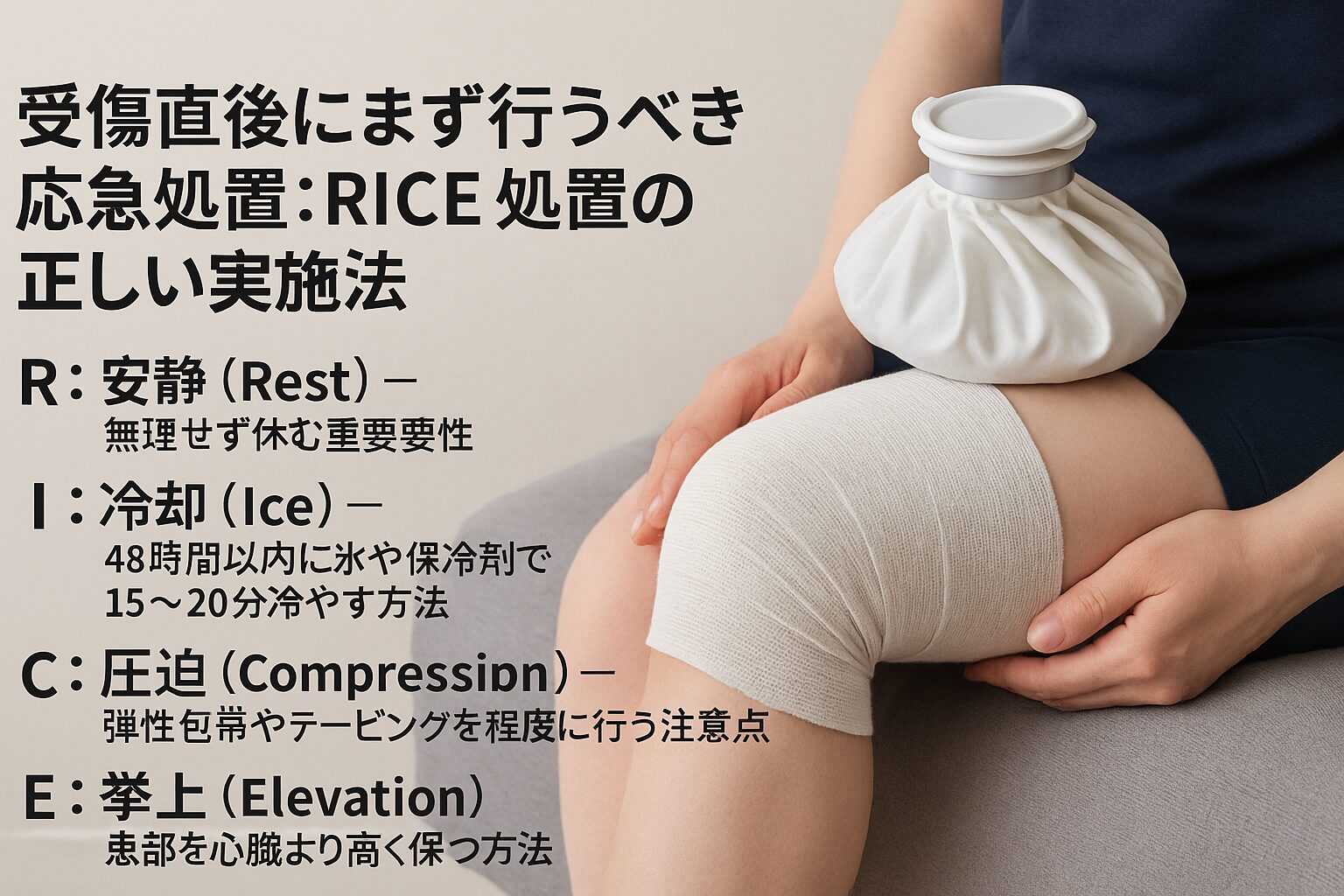 受傷直後にまず行うべき応急処置：RICE処置の正しい実施法