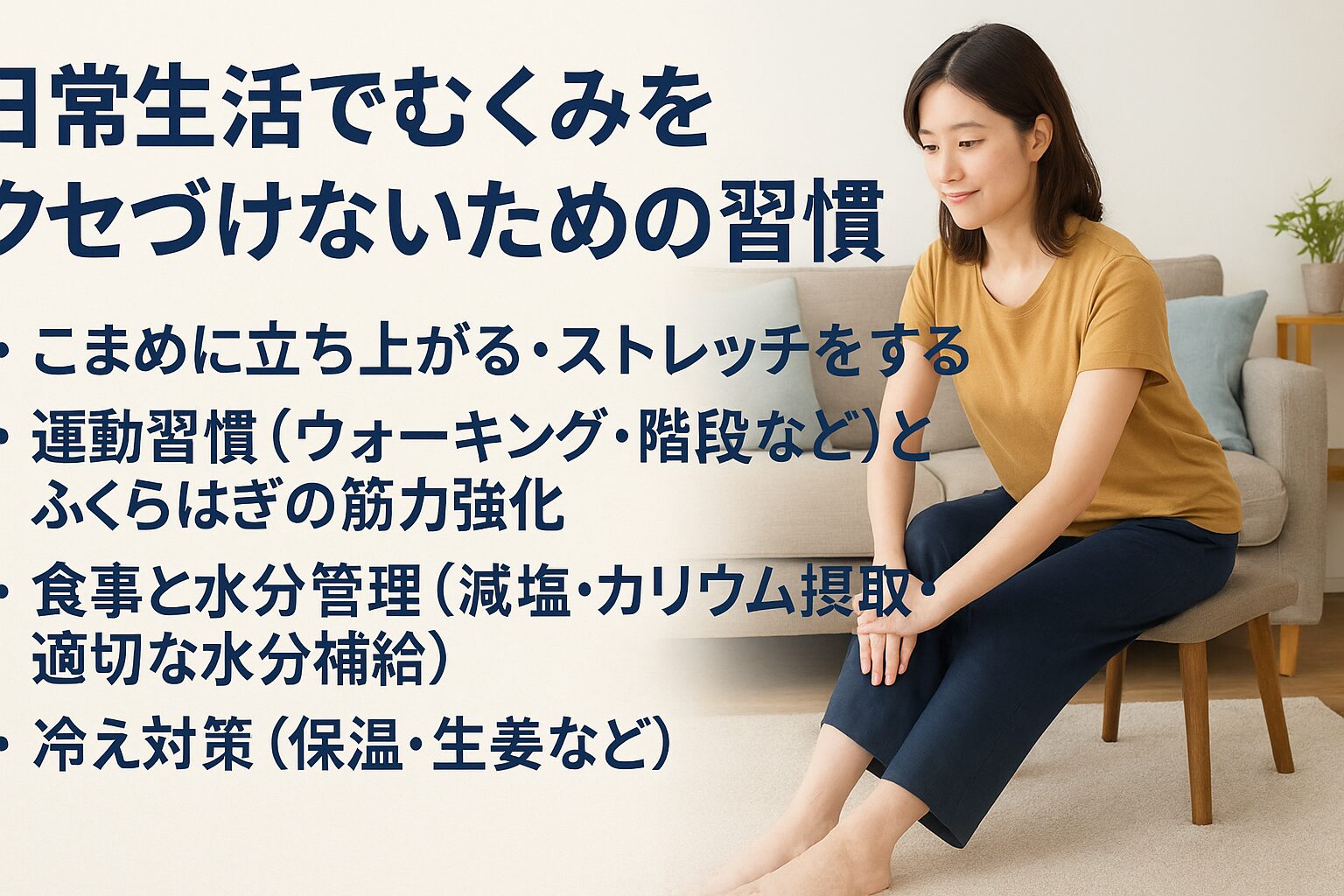 日常生活でむくみをクセづけないための習慣