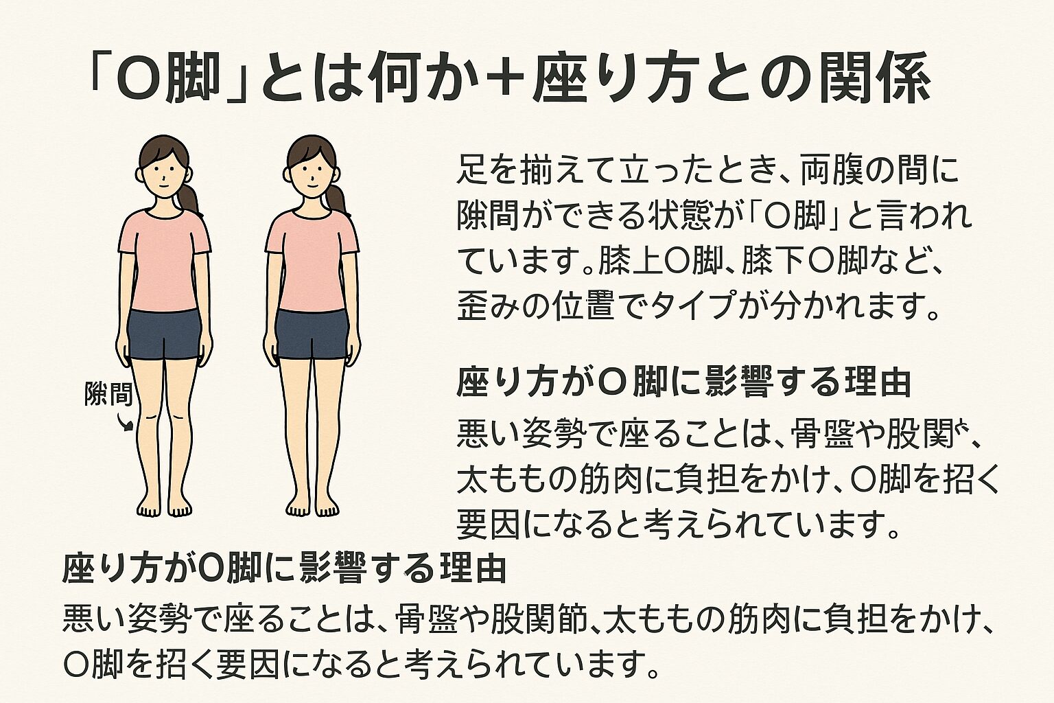 「o脚」とは何か＋座り方との関係