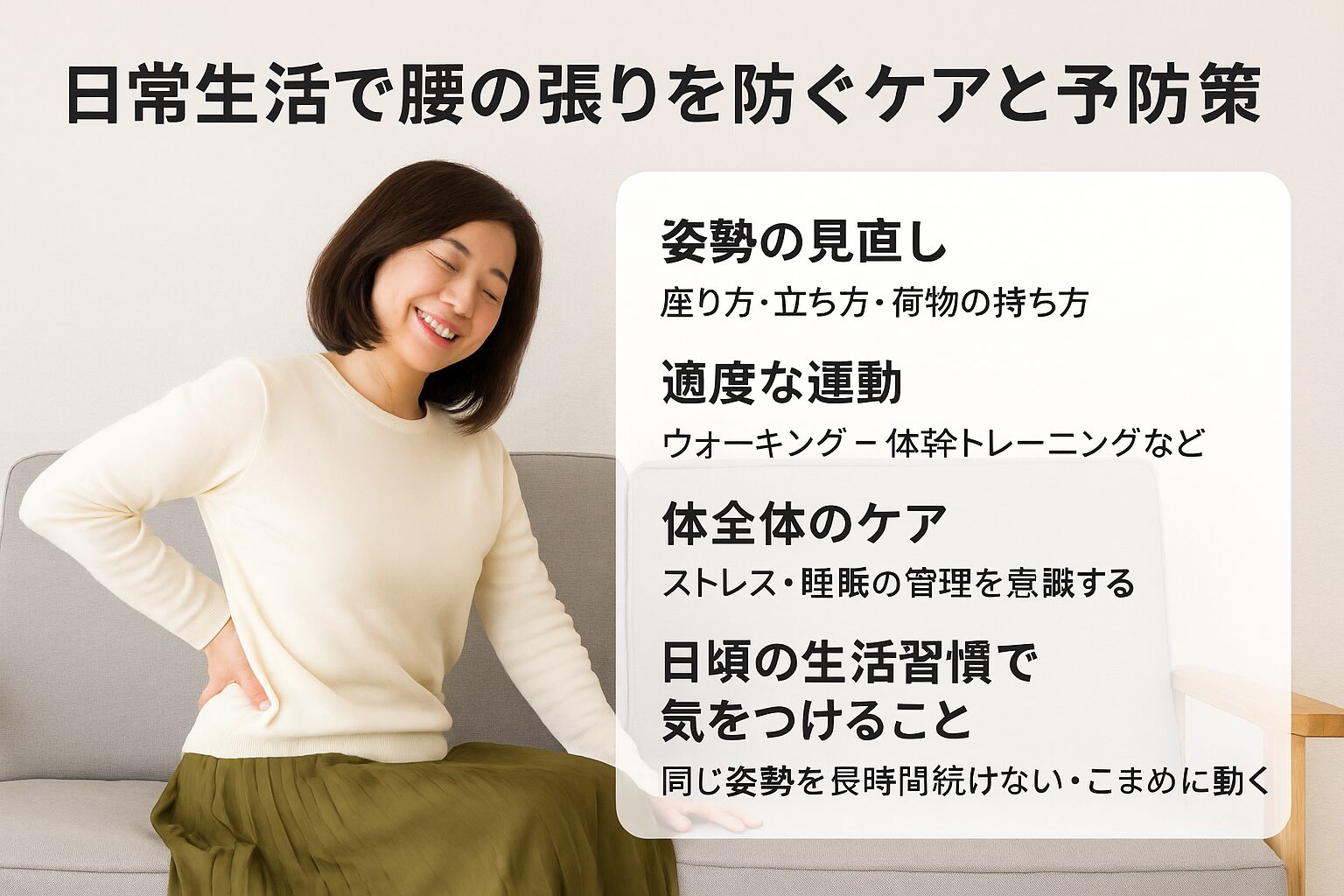 日常生活で腰の張りを防ぐケアと予防策