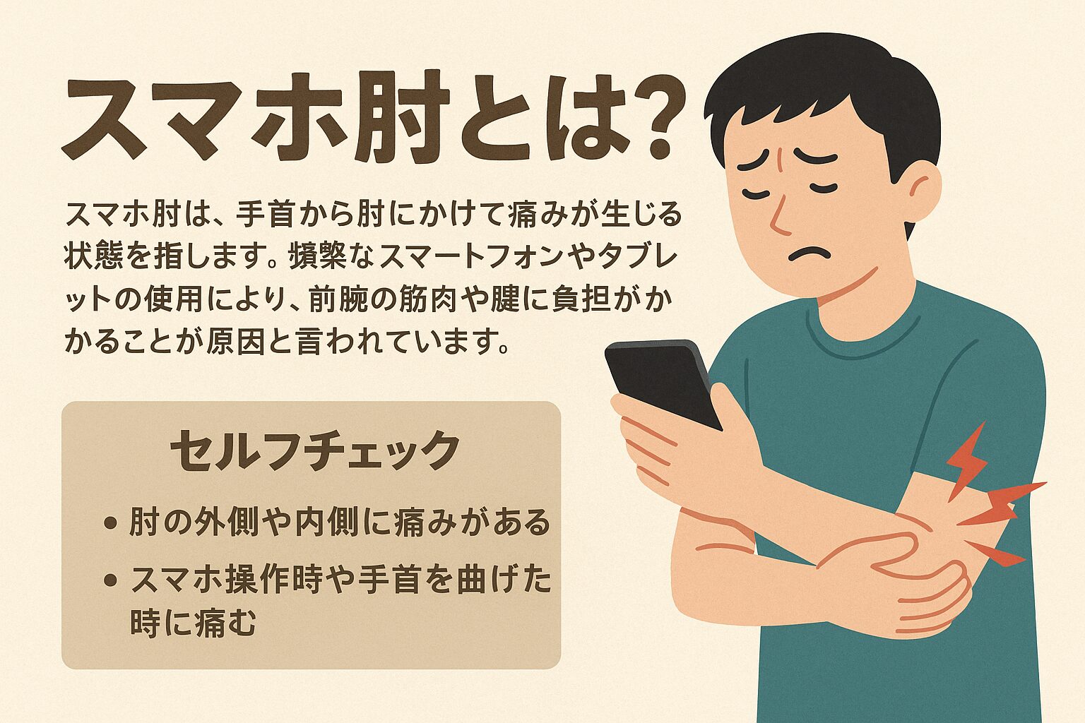 スマホ肘とは何か？原因・しくみ・種類