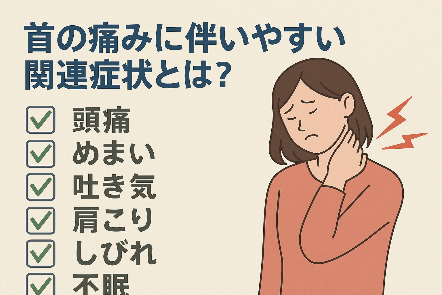 首の痛みに伴いやすい関連症状とは？