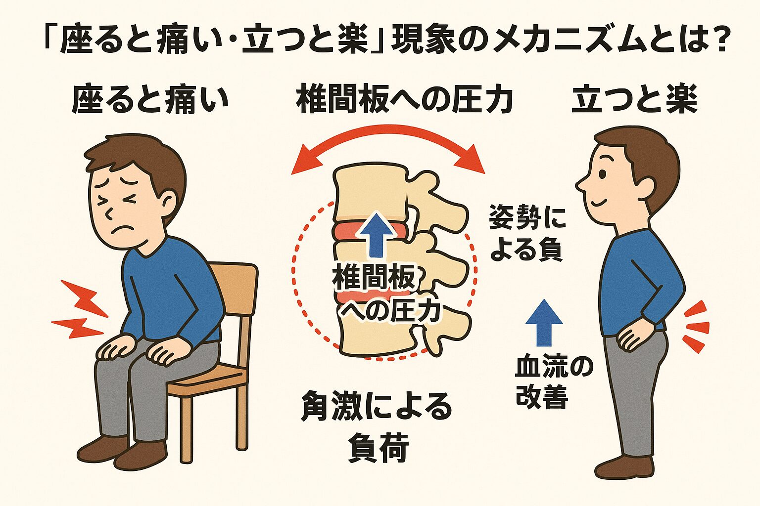 「座ると痛い・立つと楽」現象のメカニズムとは？