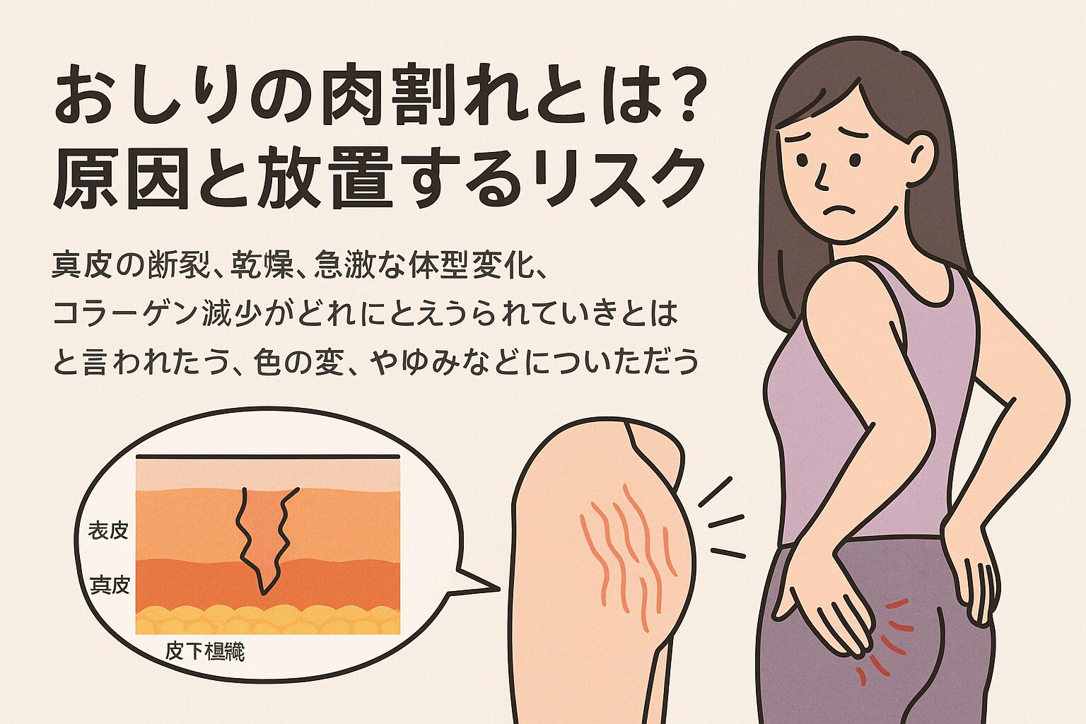 おしりの肉割れとは？原因と放置するリスク