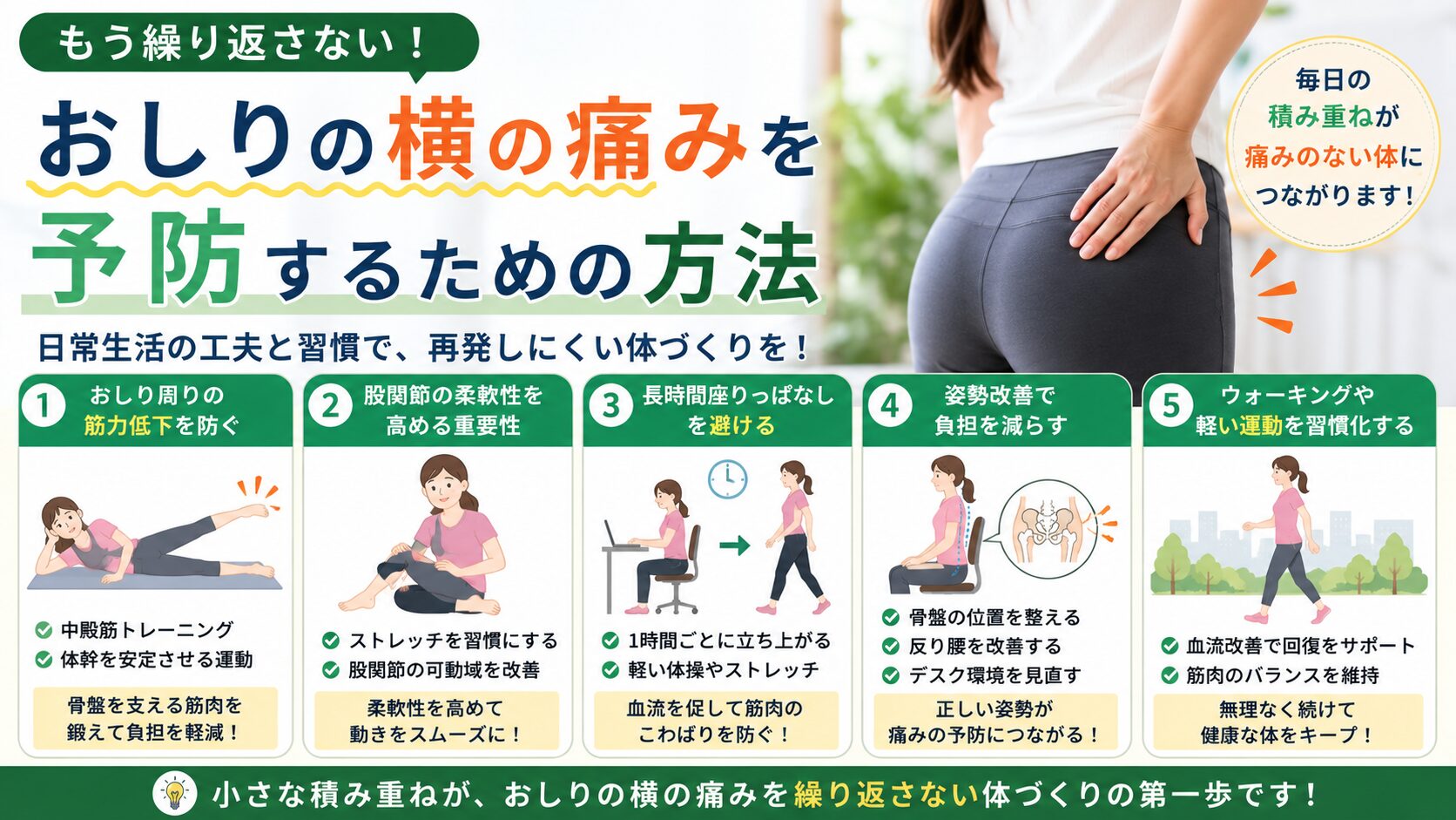 おしりの横の痛みを繰り返さないための予防法
