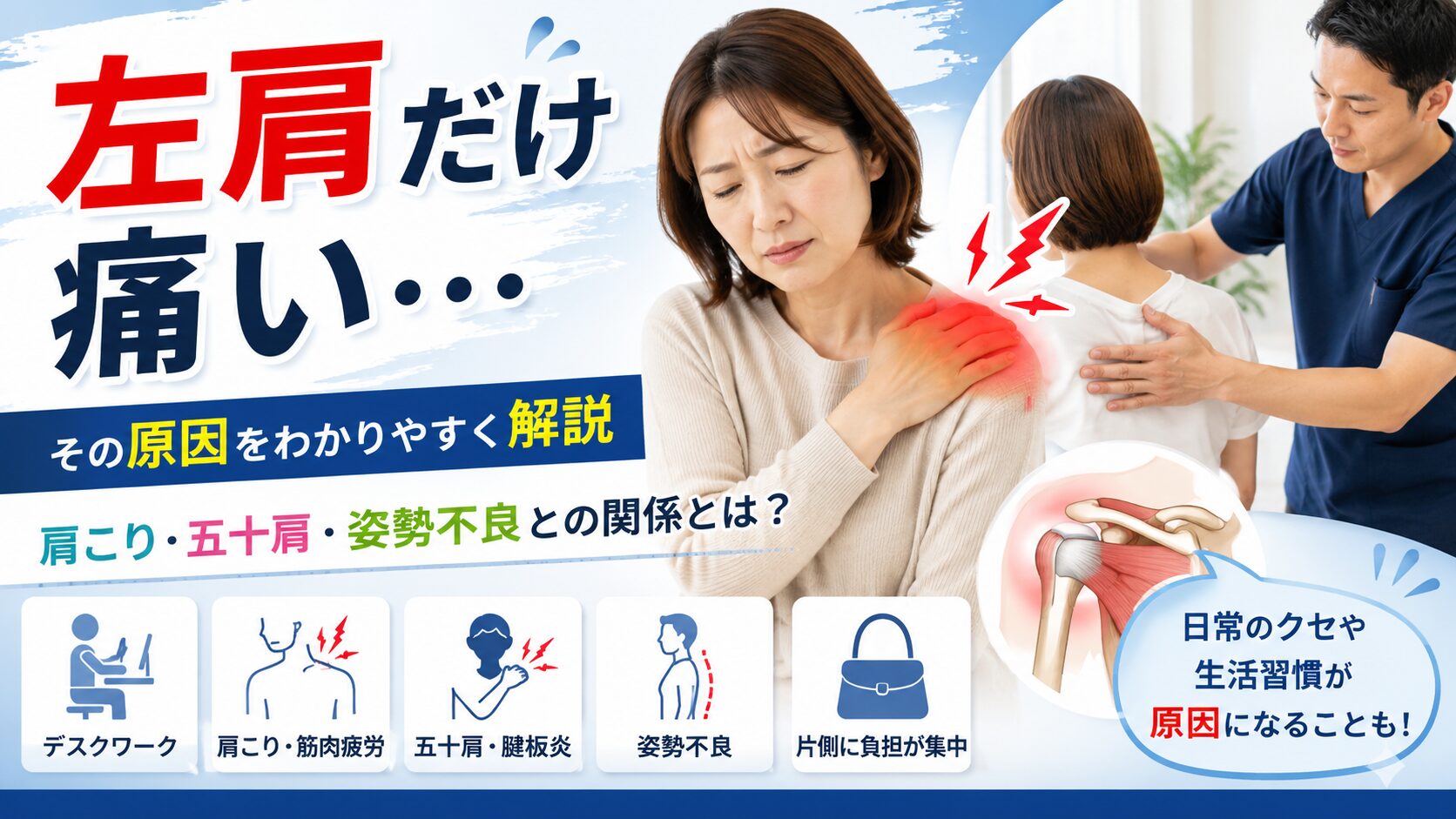 左肩だけ痛いのはなぜ?まず知っておきたい主な原因