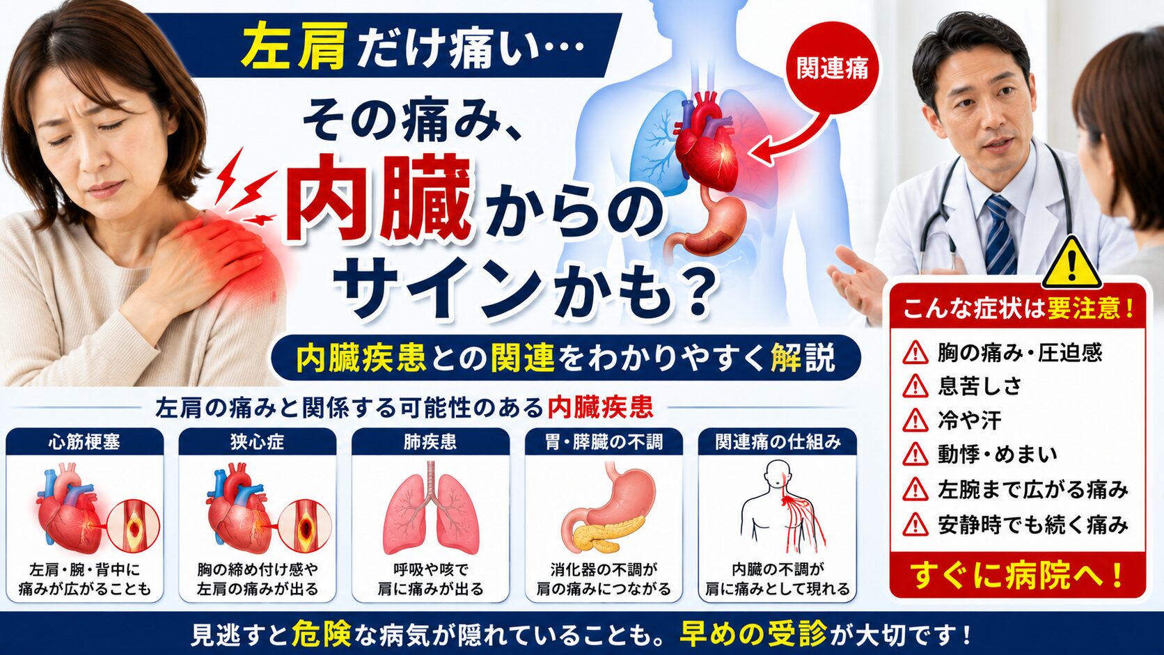 左肩だけの痛みは内臓疾患のサイン?注意したい危険な症状