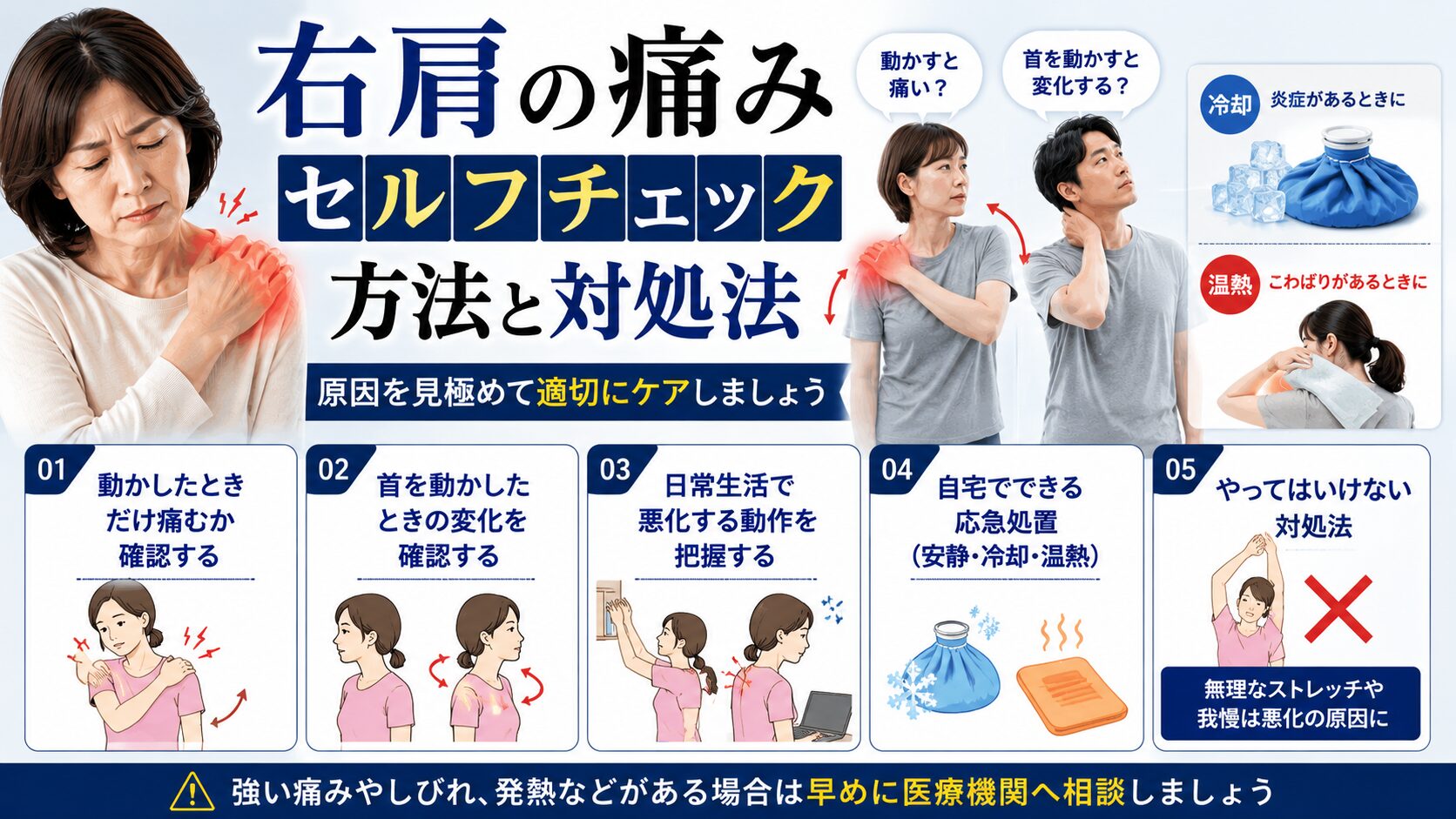 右肩の痛みをセルフチェックする方法と対処法