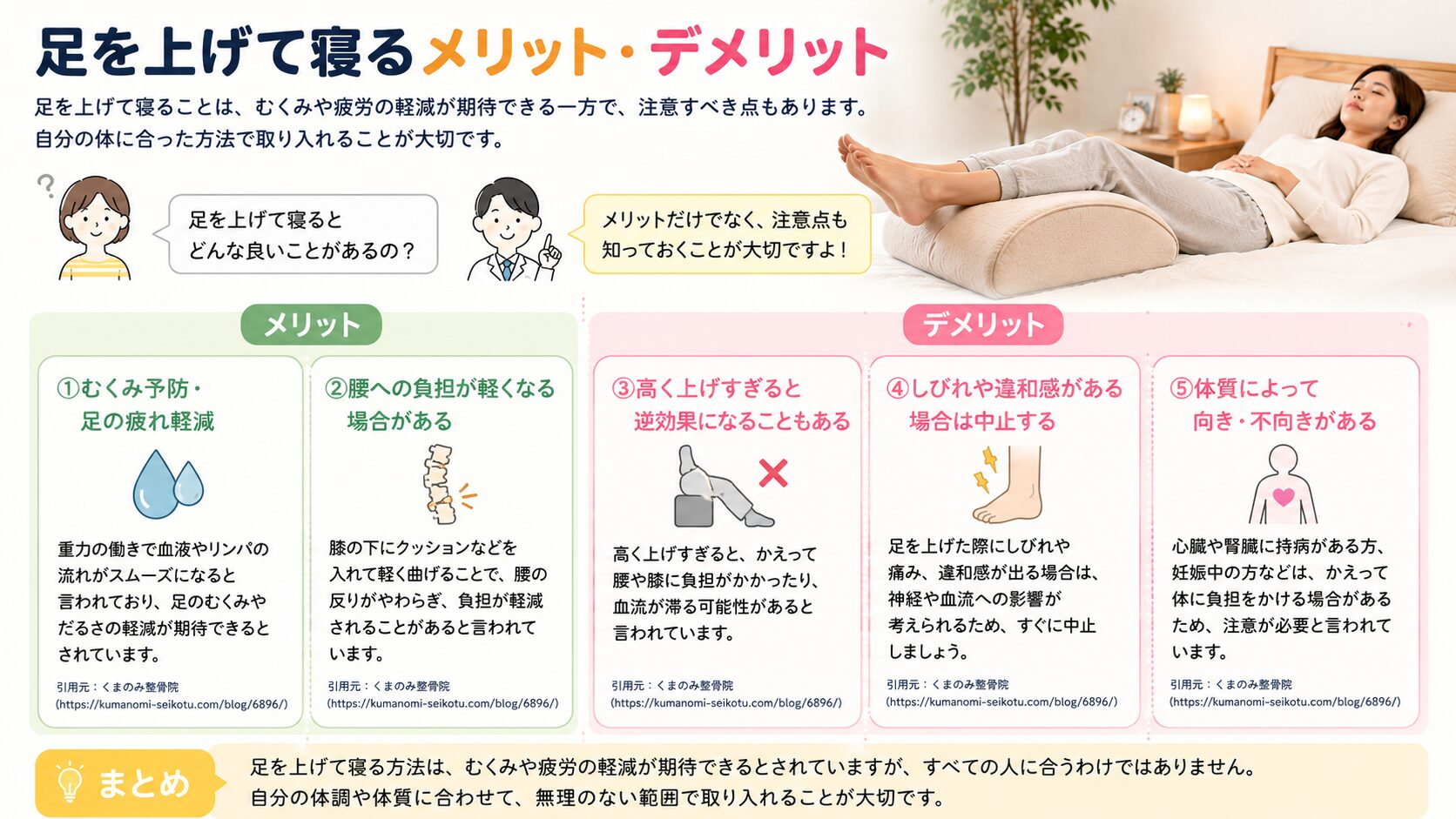 足を上げて寝るメリット・デメリット