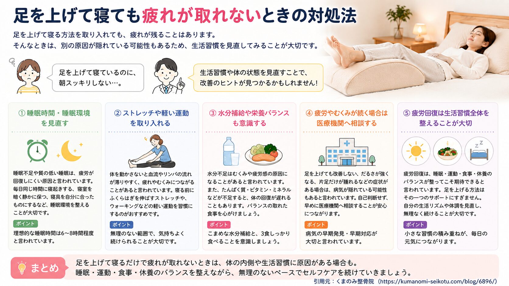 足を上げて寝ても疲れが取れないときの対処法