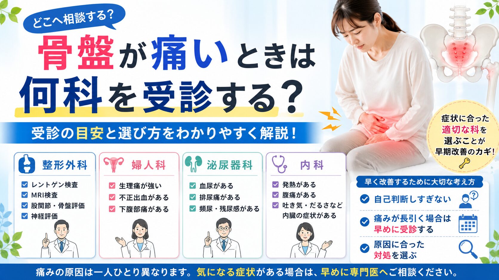 骨盤が痛いときは何科を来院する?来院の目安と選び方