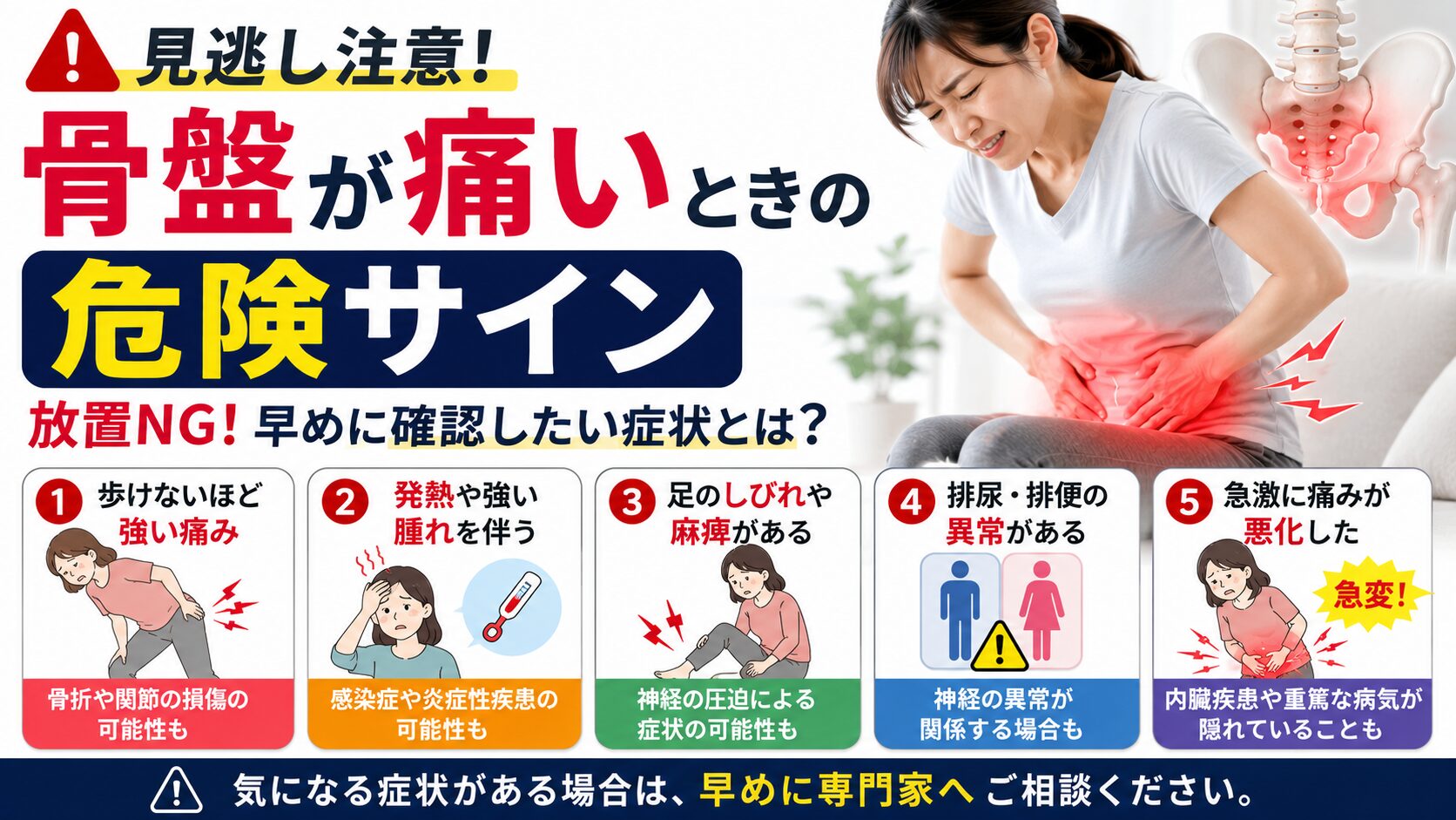 骨盤が痛いときに注意したい危険な症状