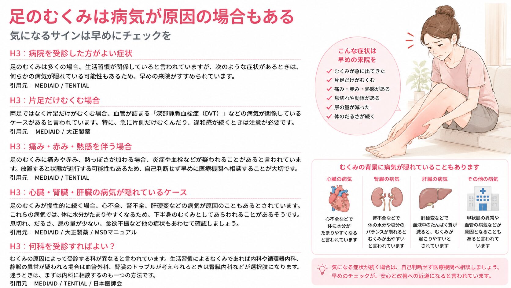 足のむくみは病気が原因の場合もある