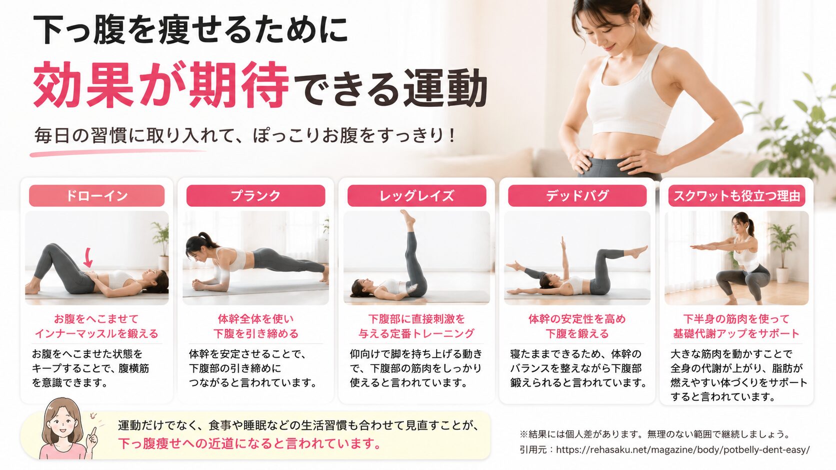 下っ腹を痩せるために効果が期待できる運動