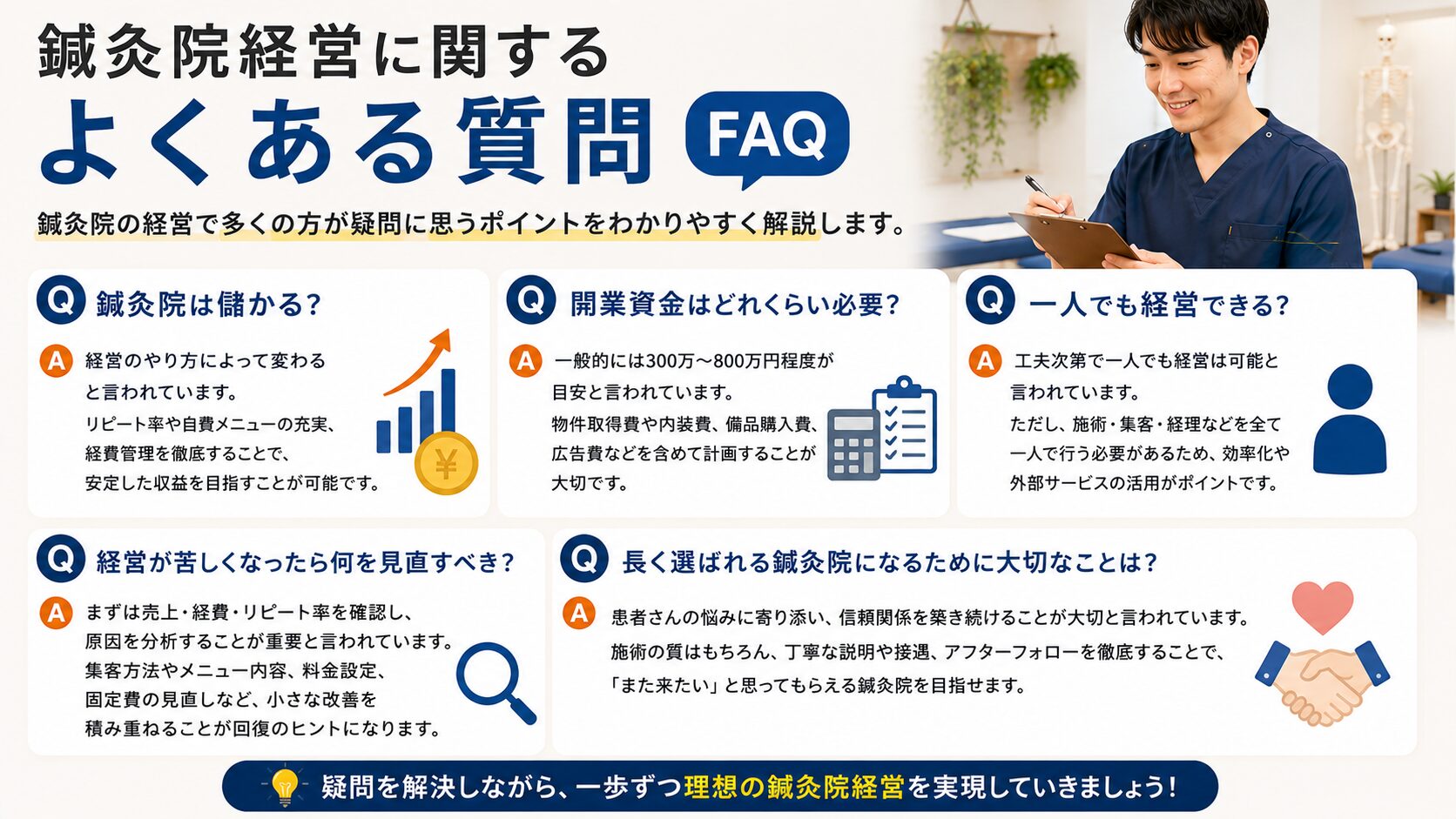 鍼灸院経営に関するよくある質問(FAQ)