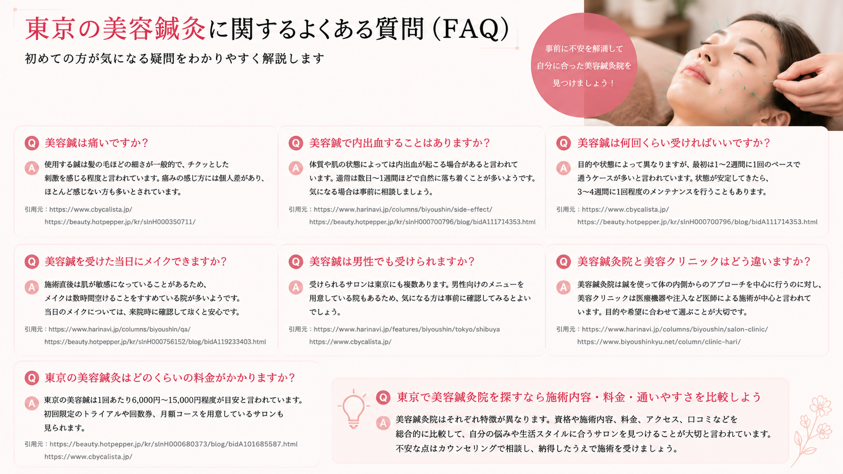 東京の美容鍼灸に関するよくある質問(FAQ)