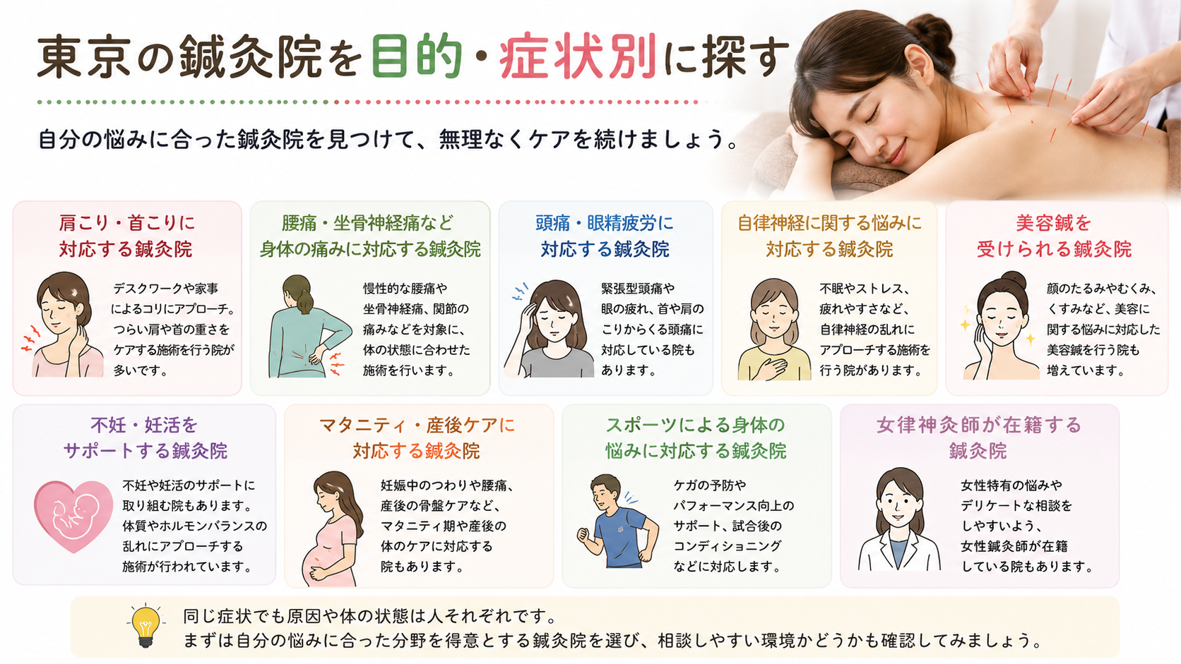 東京の鍼灸院を目的・症状別に探す