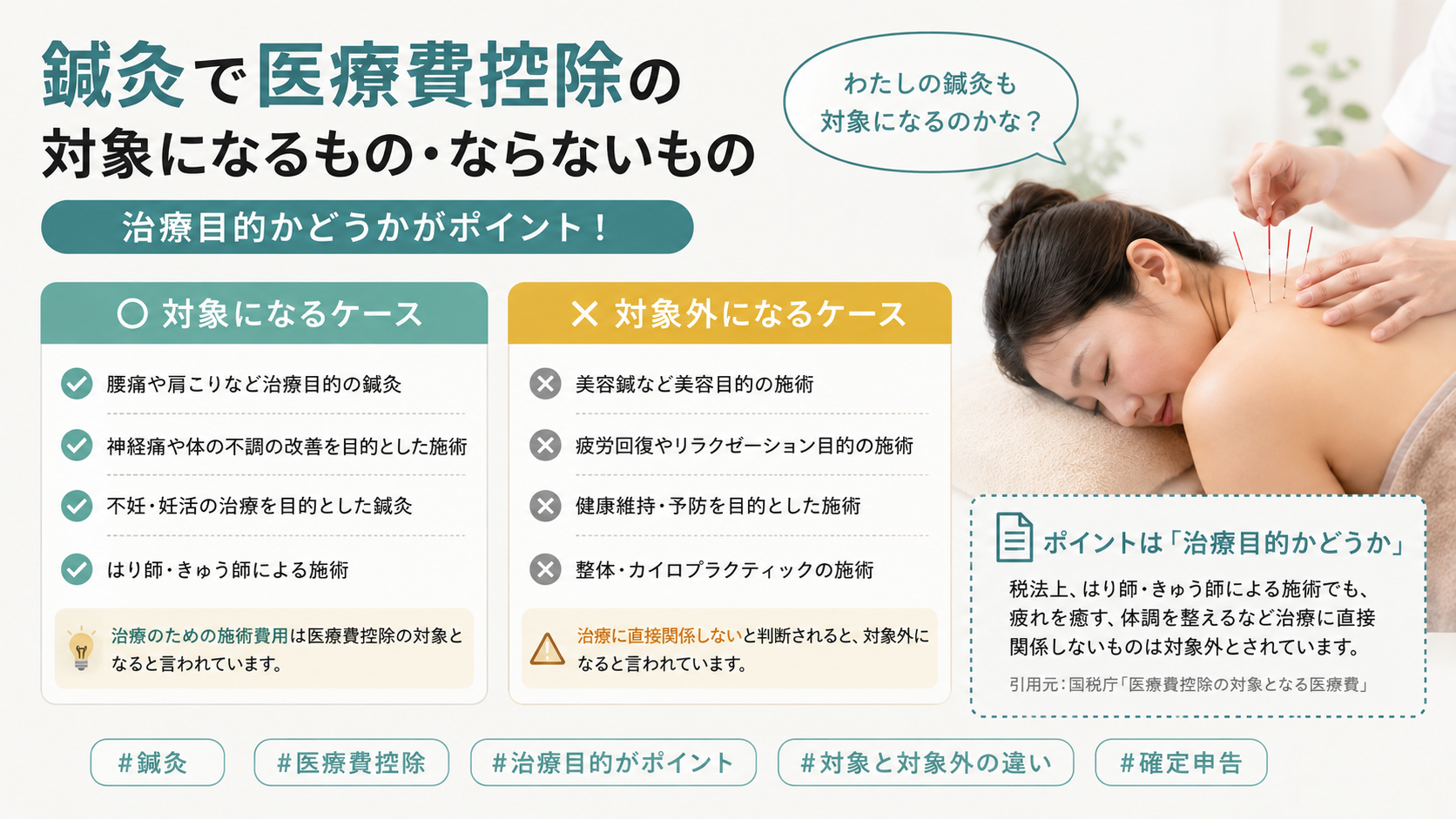 鍼灸で医療費控除の対象になるもの・ならないもの