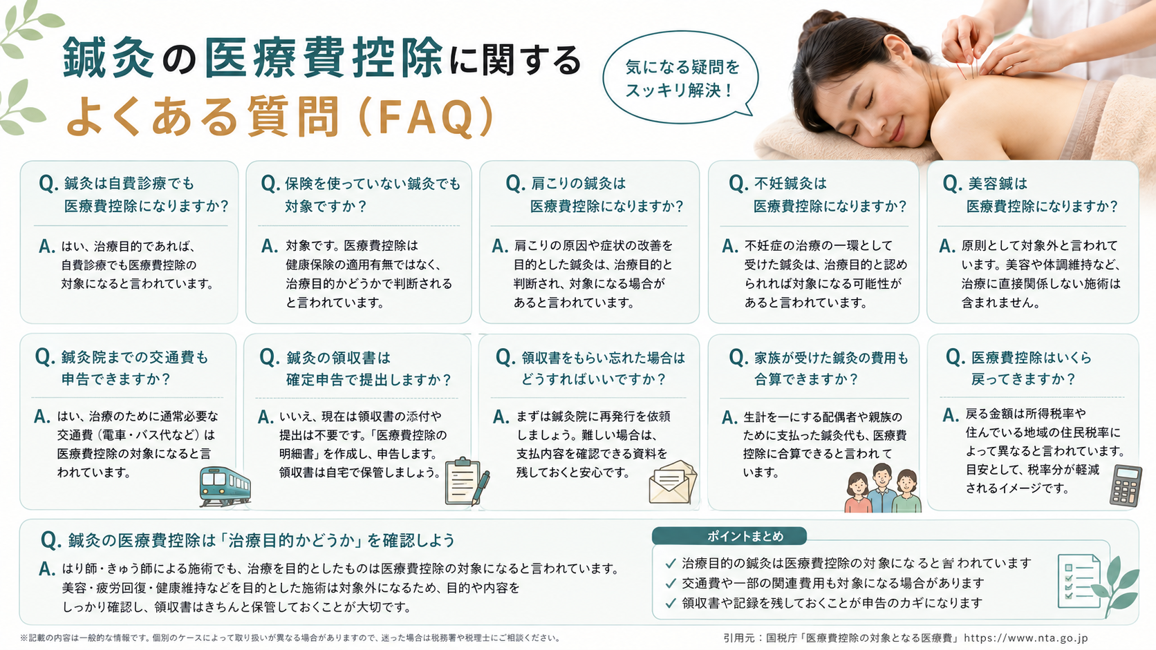 鍼灸の医療費控除に関するよくある質問(FAQ)