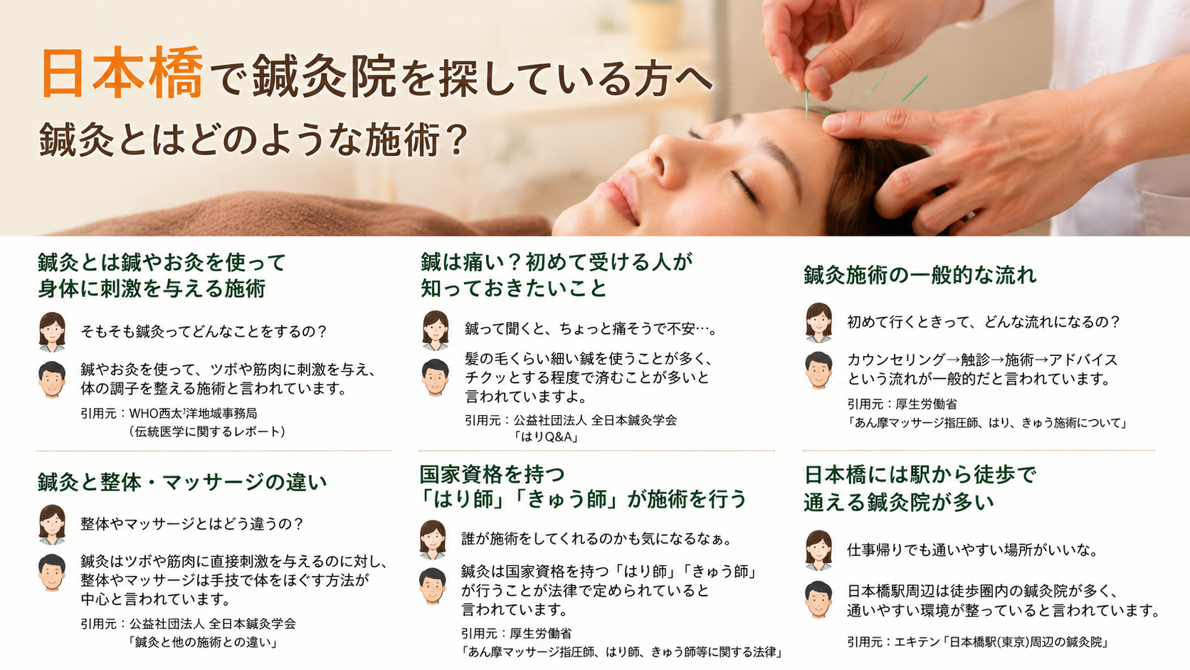 日本橋で鍼灸院を探している方へ|鍼灸とはどのような施術?
