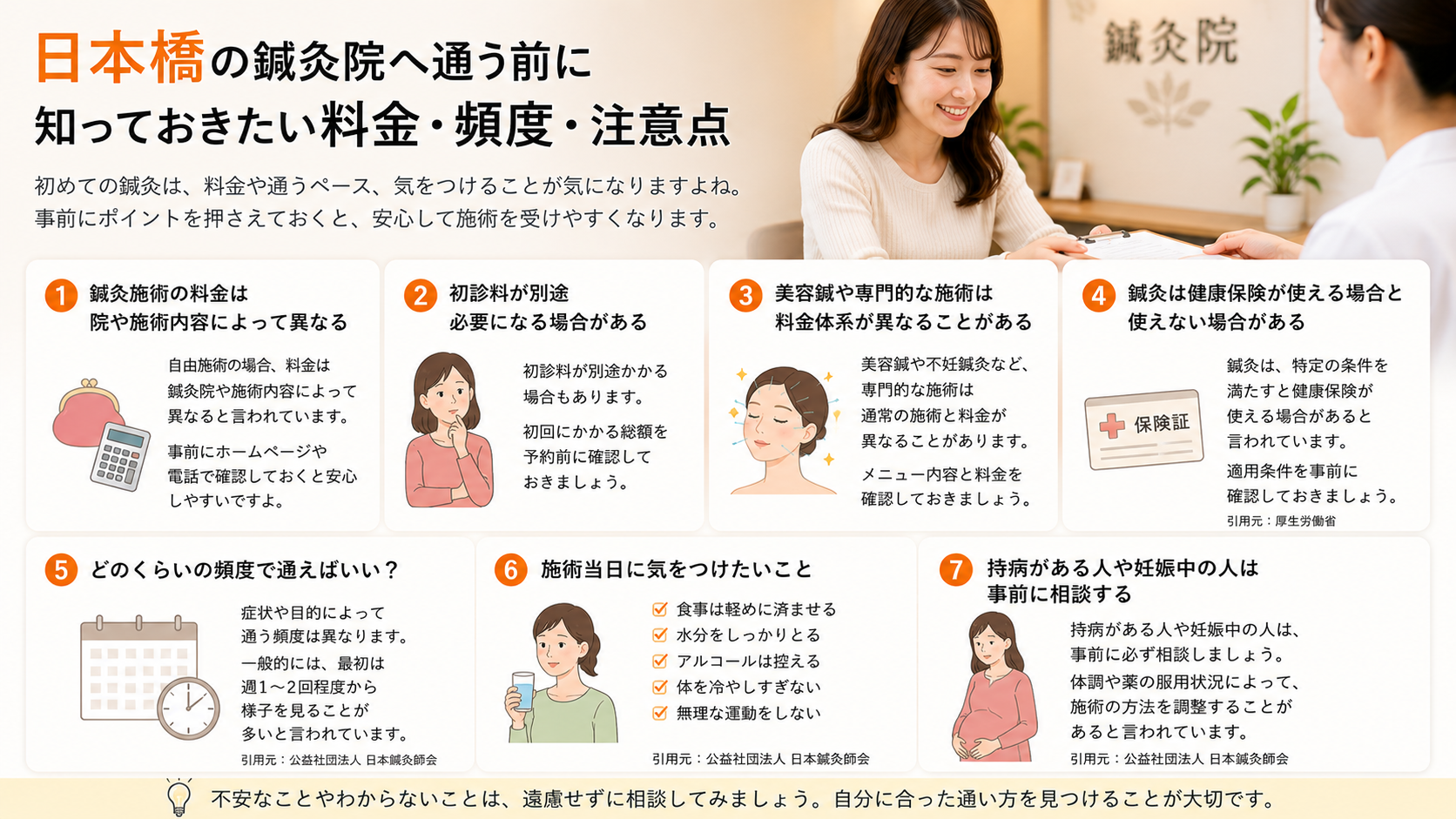 日本橋の鍼灸院へ通う前に知っておきたい料金・頻度・注意点