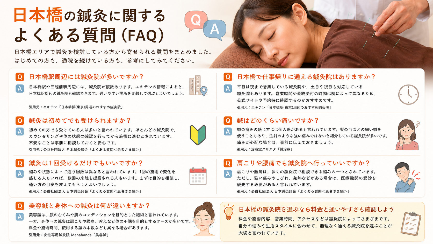 日本橋の鍼灸に関するよくある質問(FAQ)