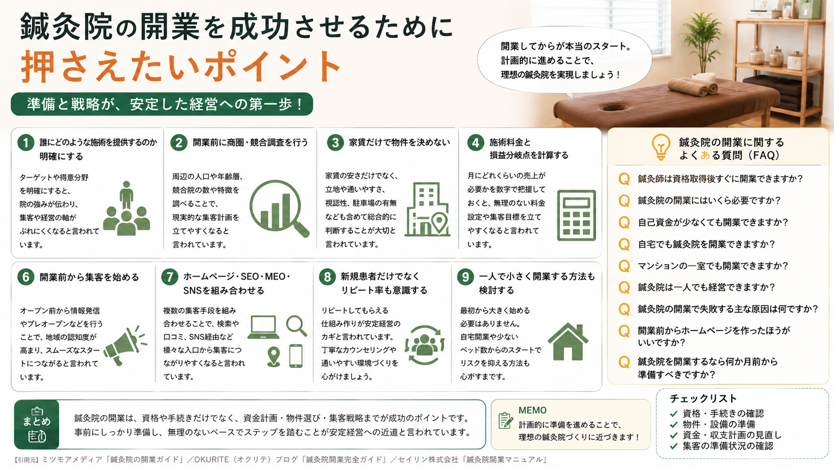 鍼灸院の開業を成功させるために押さえたいポイント