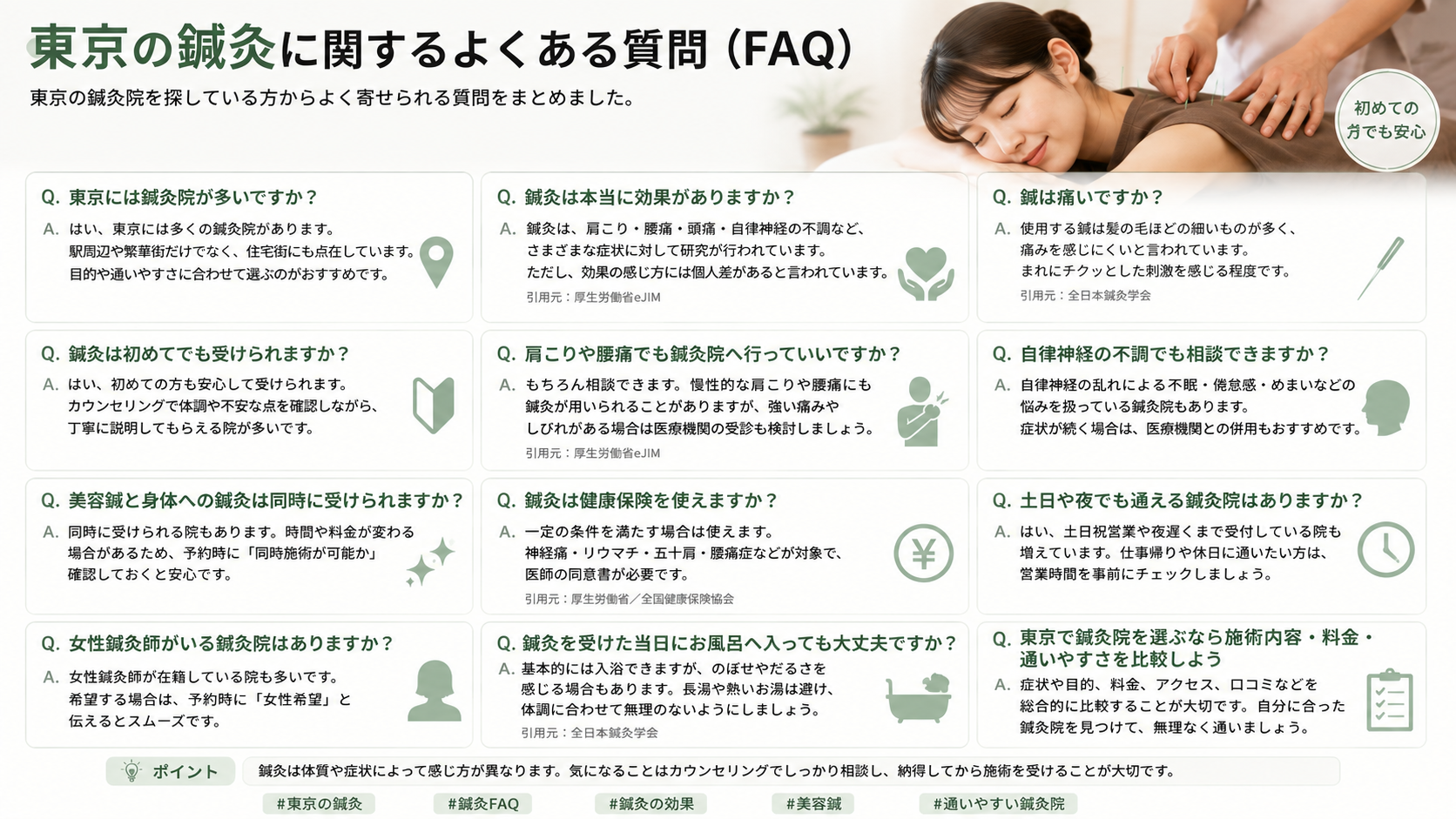 東京の鍼灸に関するよくある質問(FAQ)