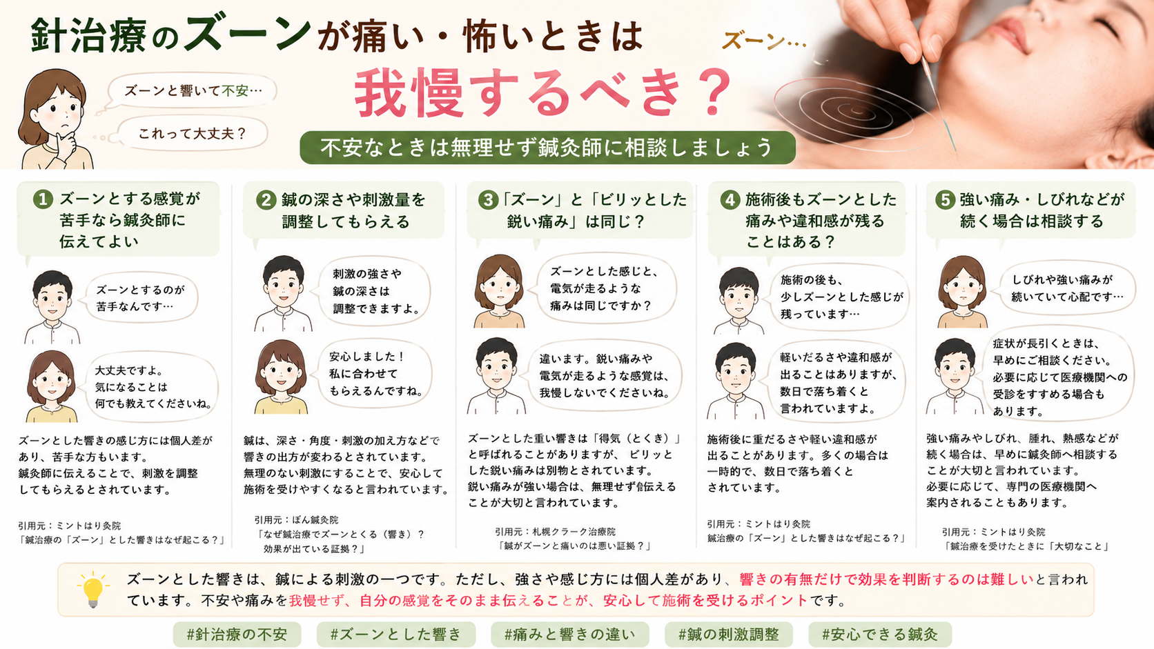 針治療のズーンが痛い・怖いときは我慢するべき?