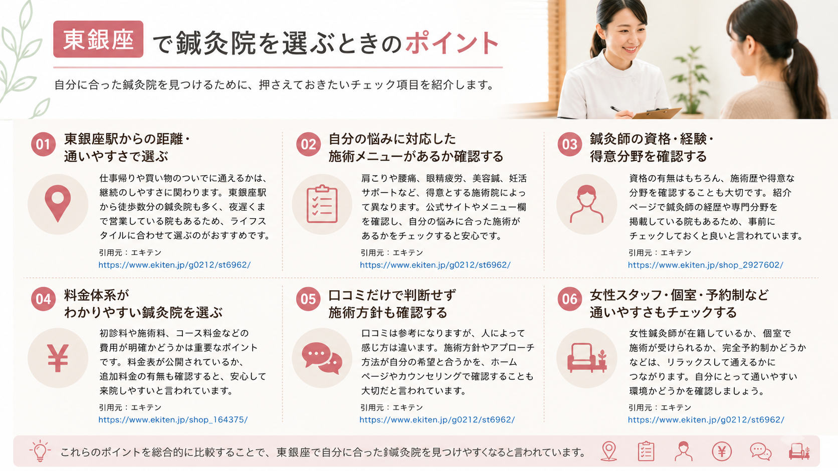 東銀座で鍼灸院を選ぶときのポイント