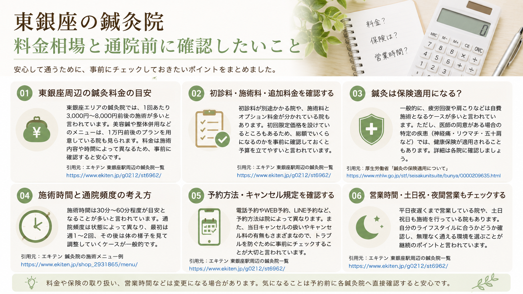 東銀座の鍼灸院の料金相場と通院前に確認したいこと