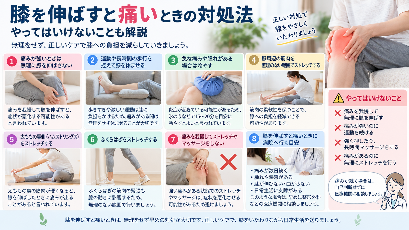 膝を伸ばすと痛いときの対処法|やってはいけないことも解説