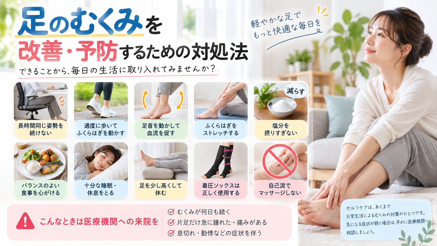 足のむくみを改善・予防するための対処法